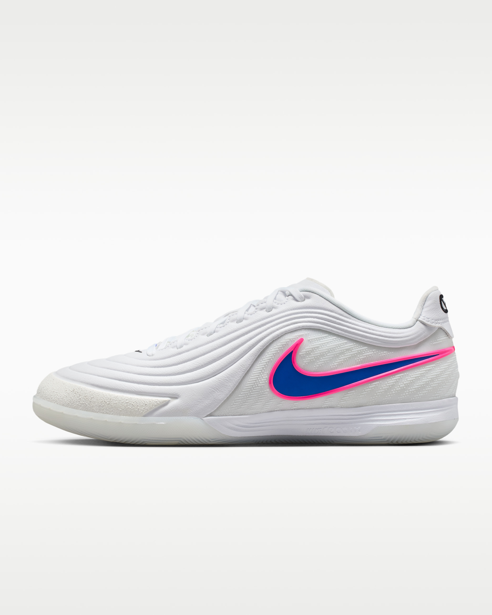 Nike Tiempo Reactgato Indoor/Court Low-Top Football Shoes - White/Pink Blast/Racer Blue