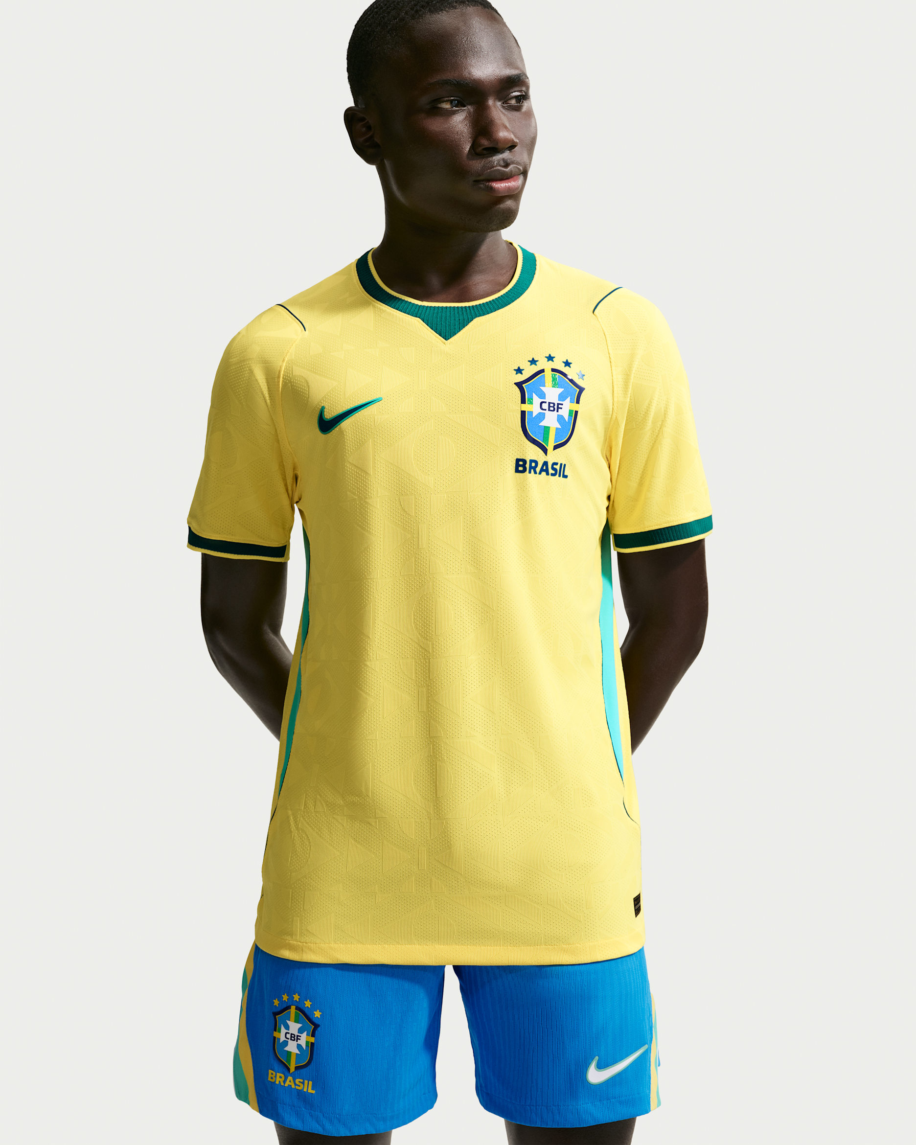 Brazil National Team 2026 Match Home Men's Nike Aero-FIT Football Shirt - Canary/Light Menta/Geode Teal