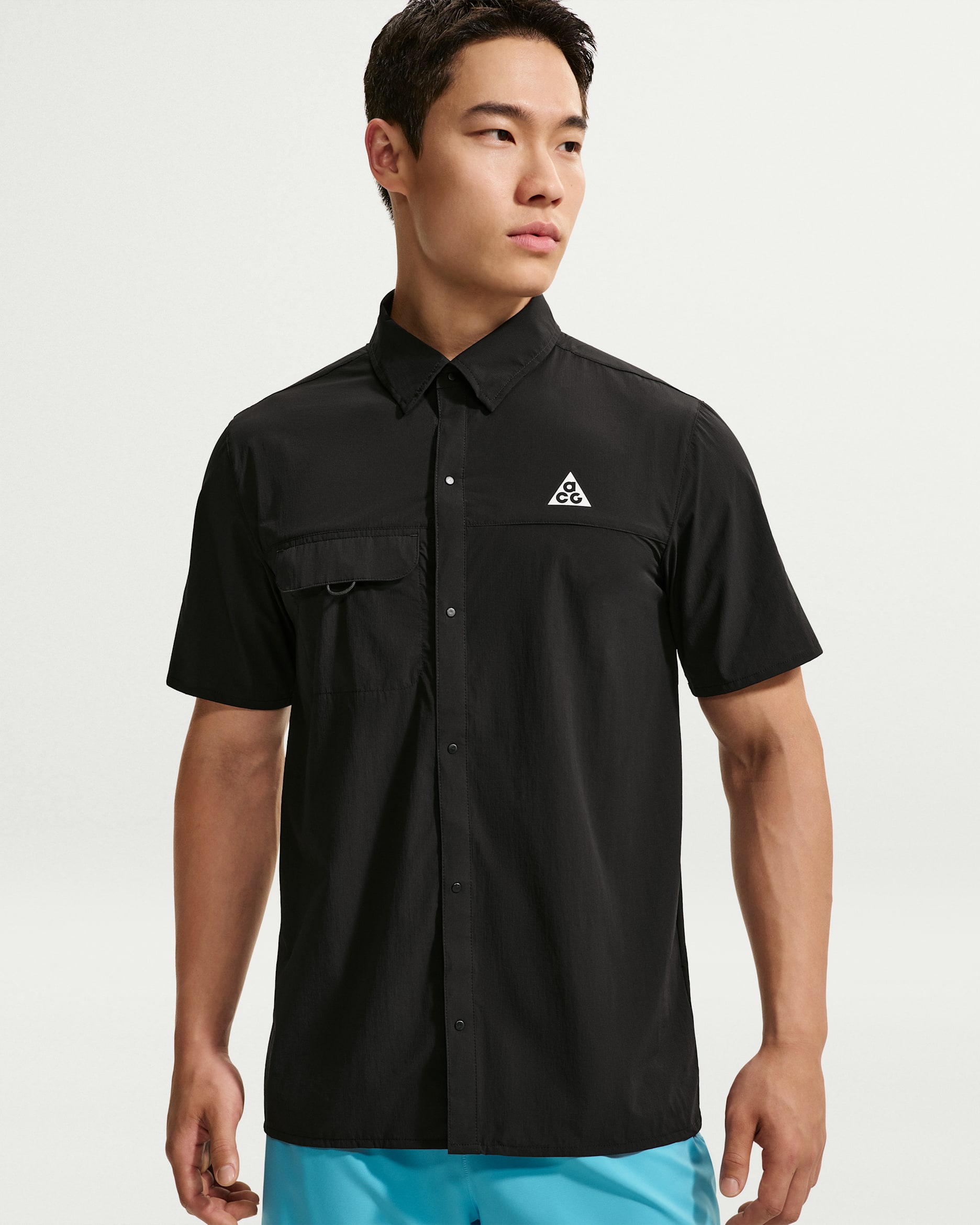 ACG 'Aireez' Men's Button-Up Trail-Running Top - Black/Summit White