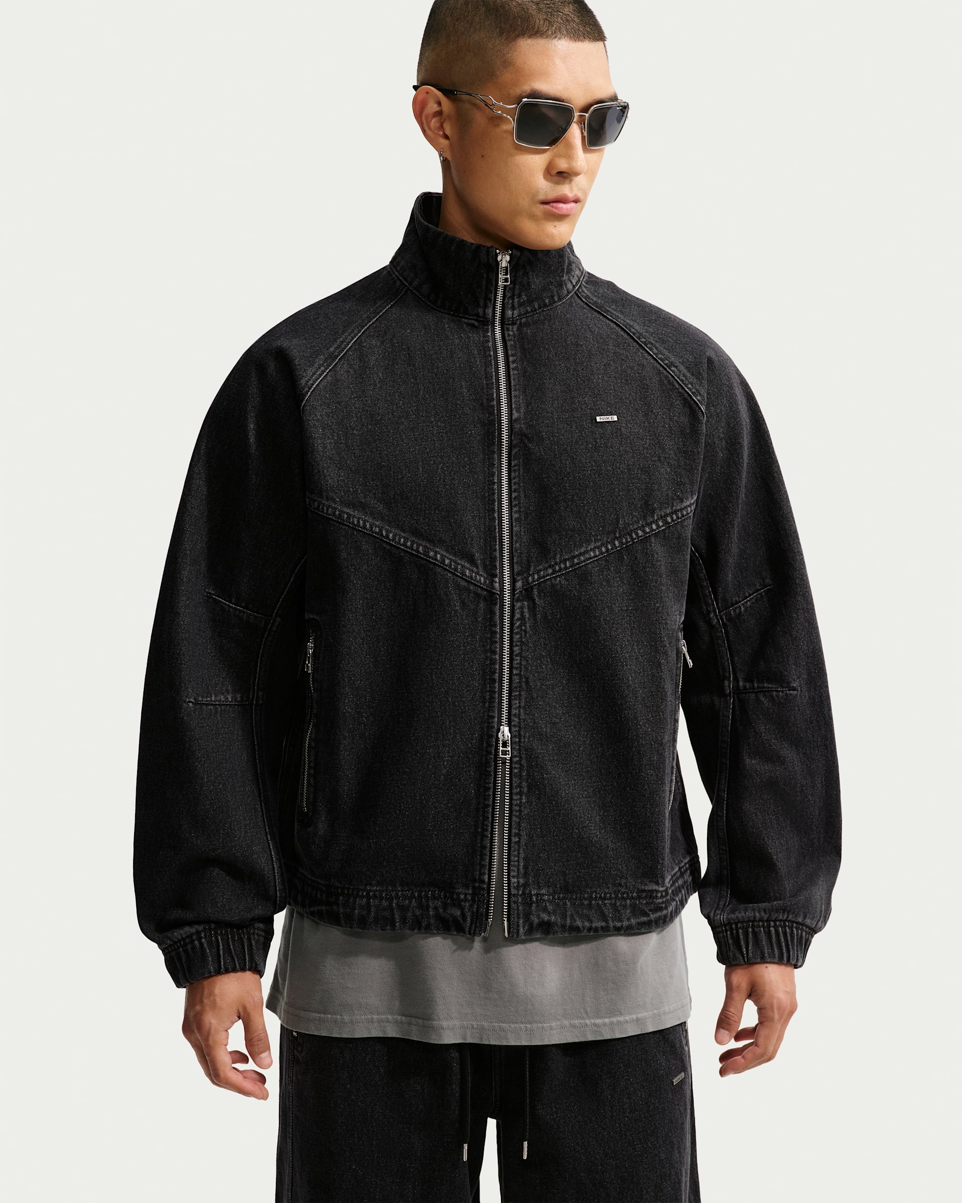 Nike Sportswear Men's Denim Tracksuit Jacket - Black/Ice Silver