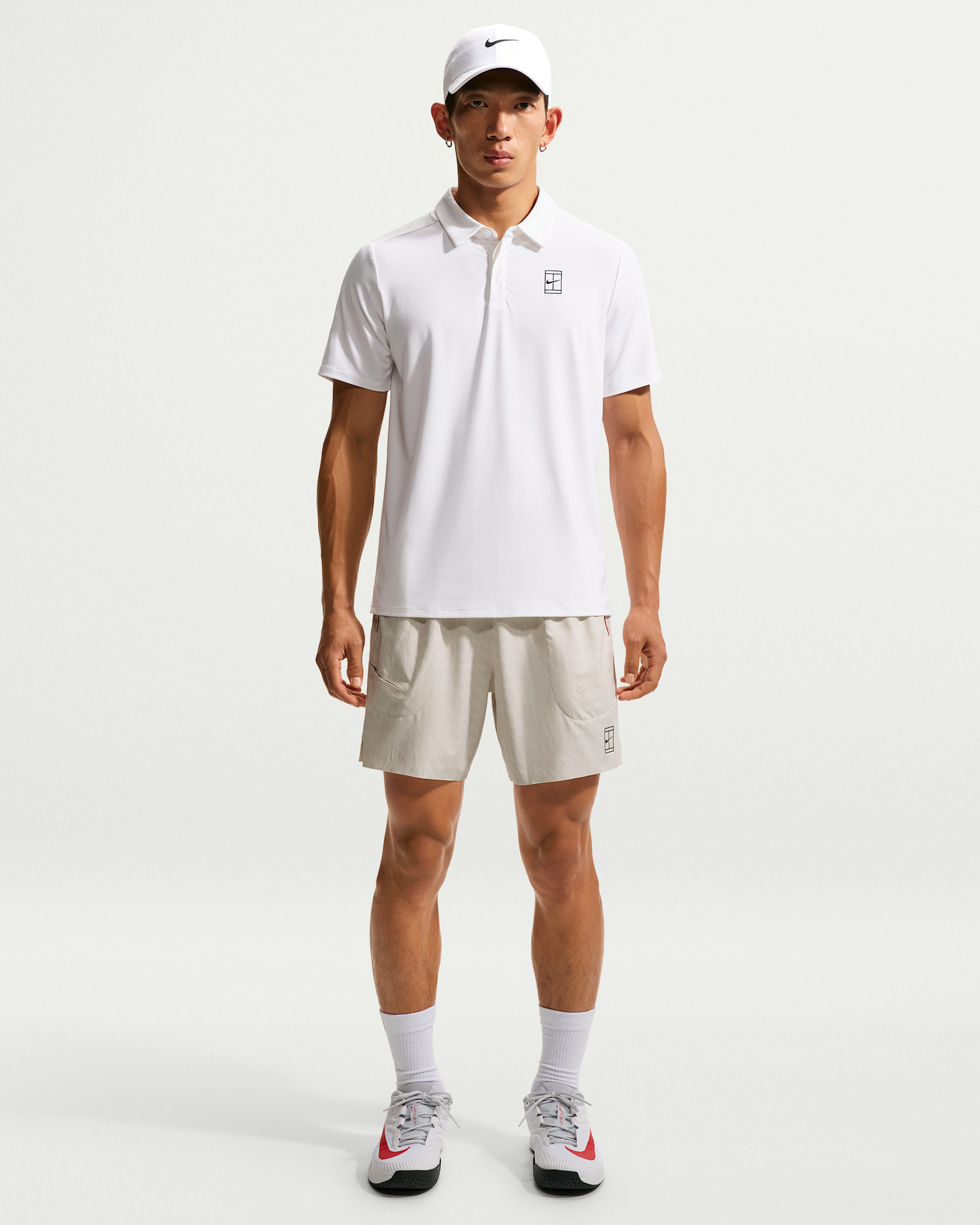 NikeCourt Advantage Men's Dri-FIT Tennis Shorts - Light Bone/Tough Red/Black