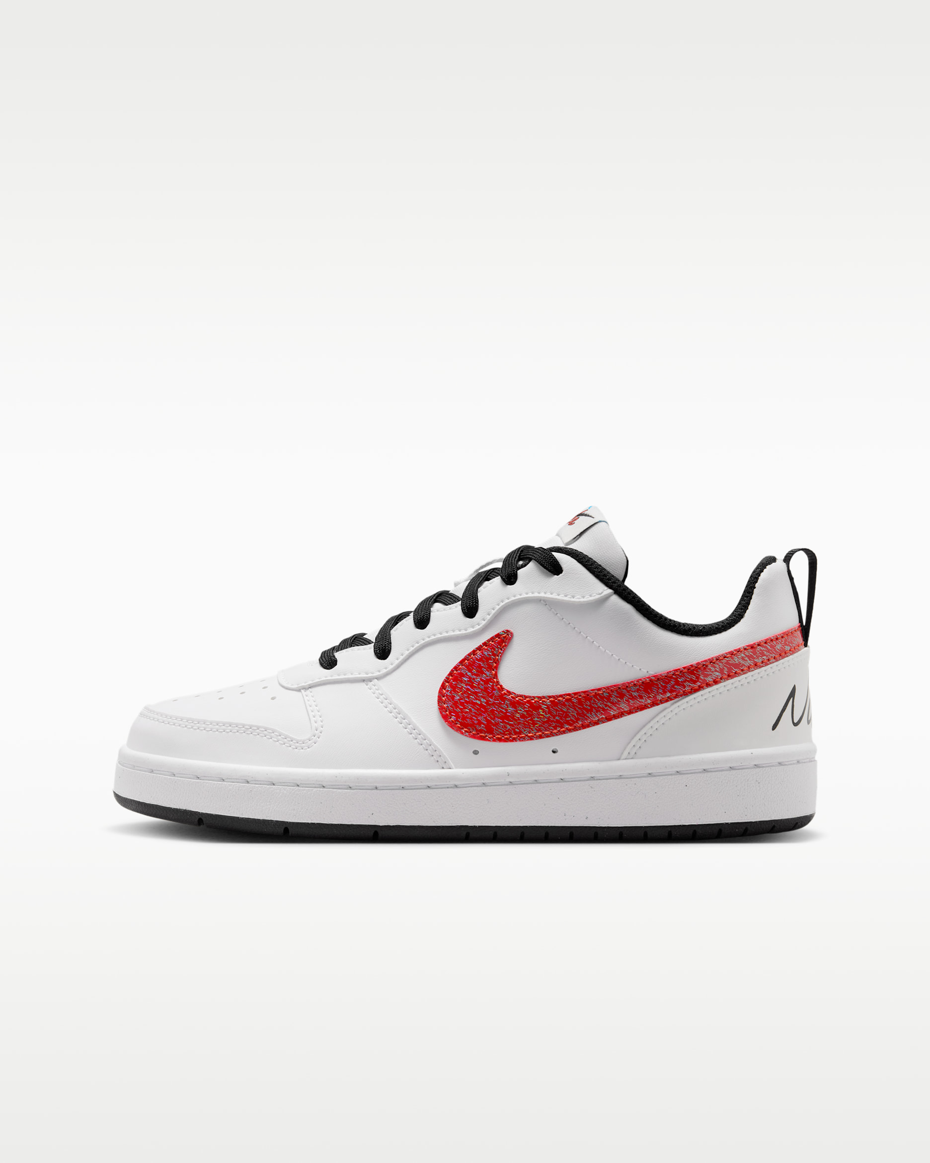 Nike Court Borough Low Older Kids' Shoes - White/Picante Red/Barely Volt/Current Blue