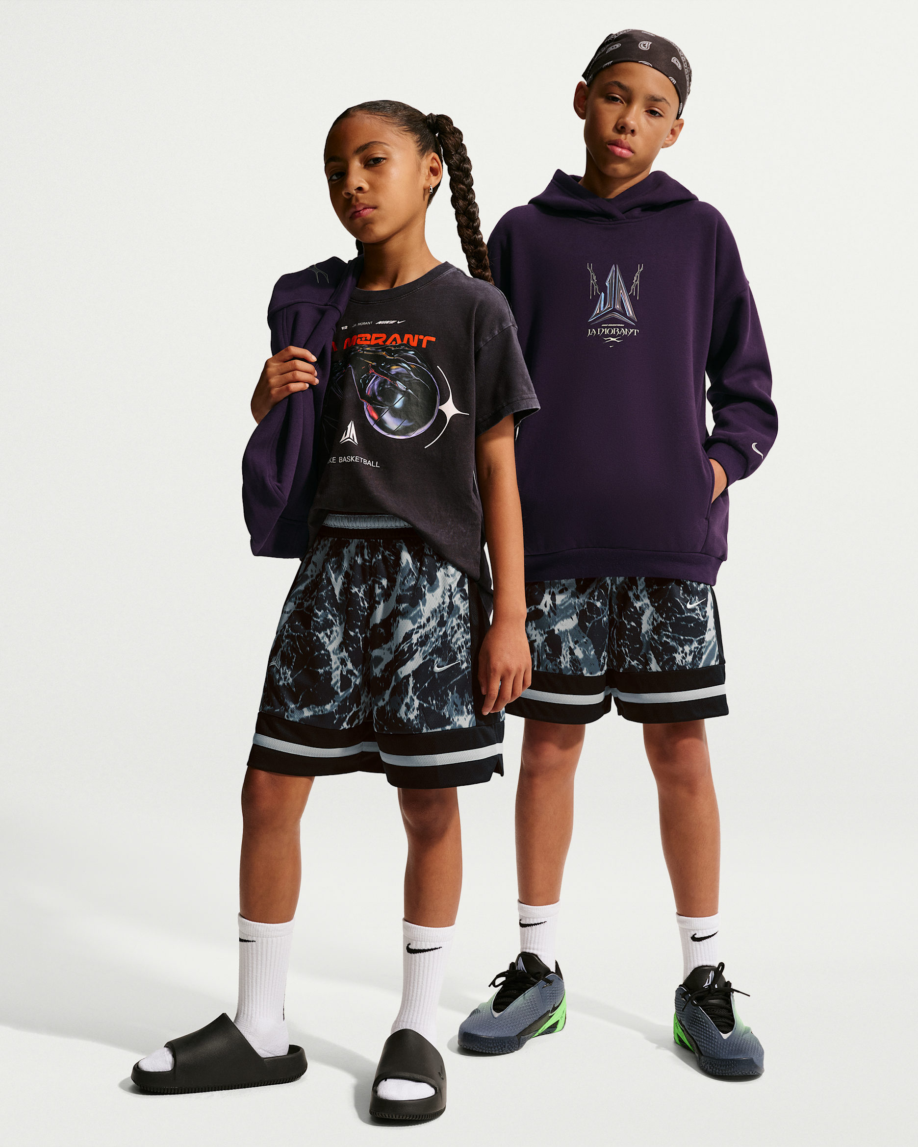 Ja Older Kids' Dri-FIT Basketball Shorts - Black/Light Smoke Grey
