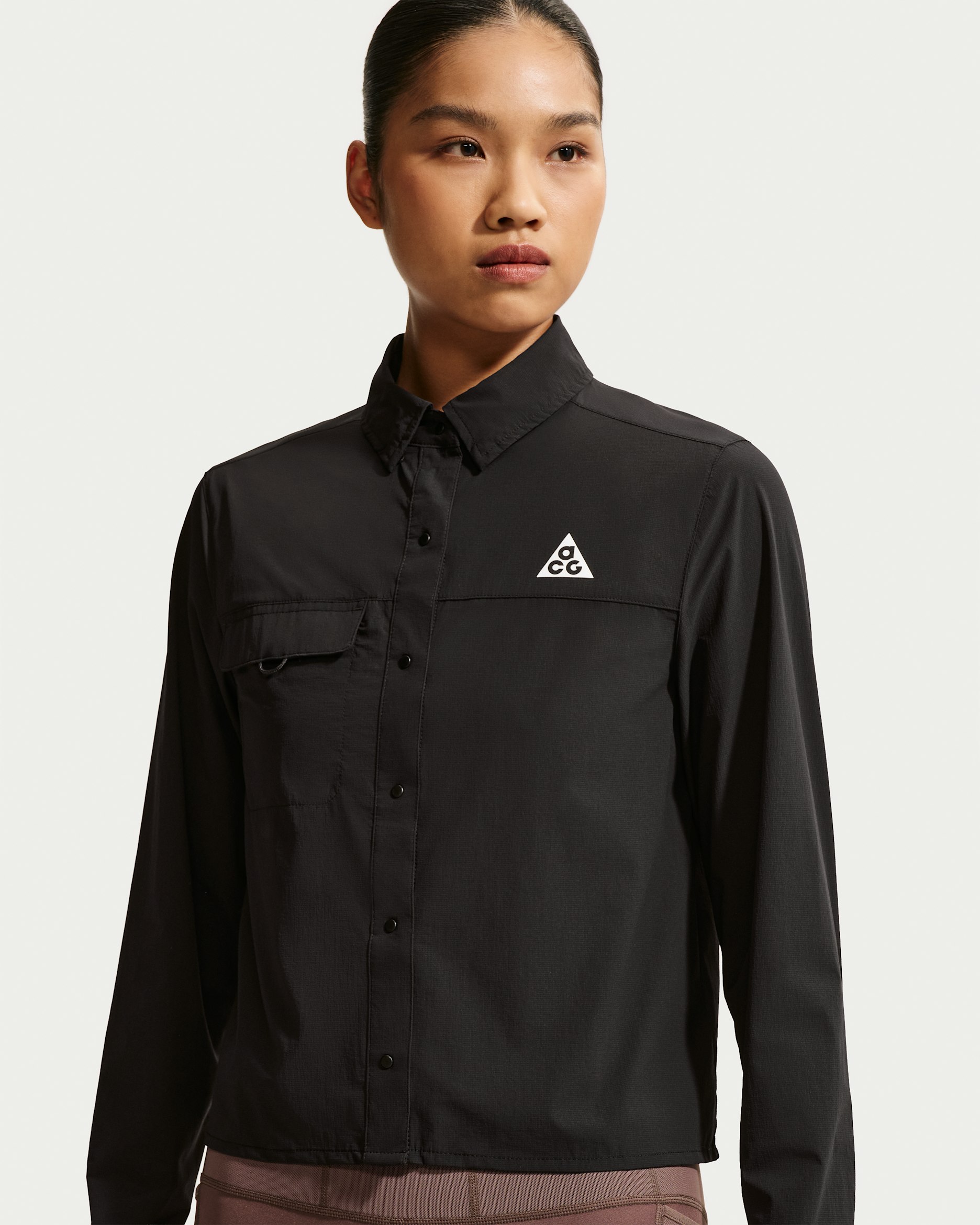 ACG 'Aireez' Women's Button-Up Long-Sleeve Trail-Running Top - Black/Summit White