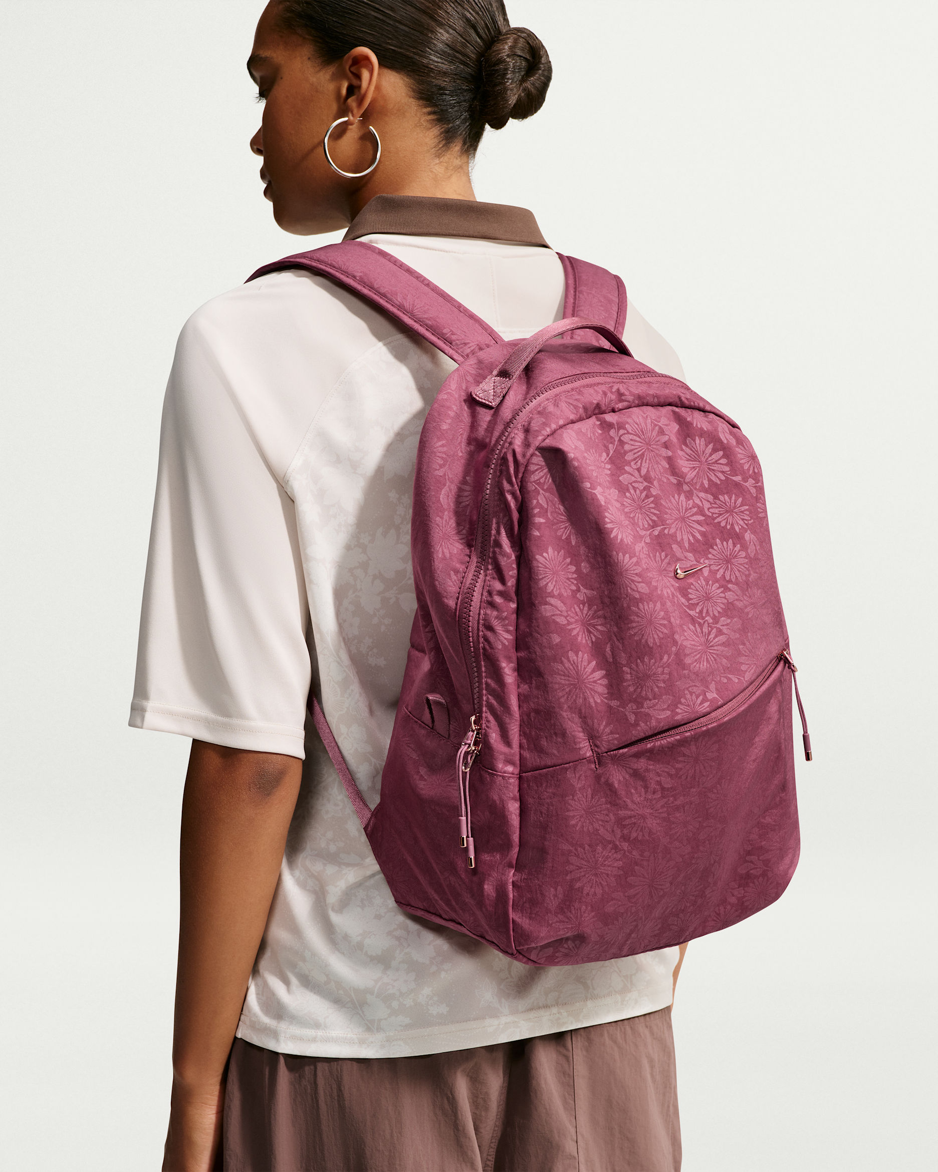 Nike Aura Floral Backpack (24L) - Pink Smoke/Pink Smoke/ROSE GOLD BRL