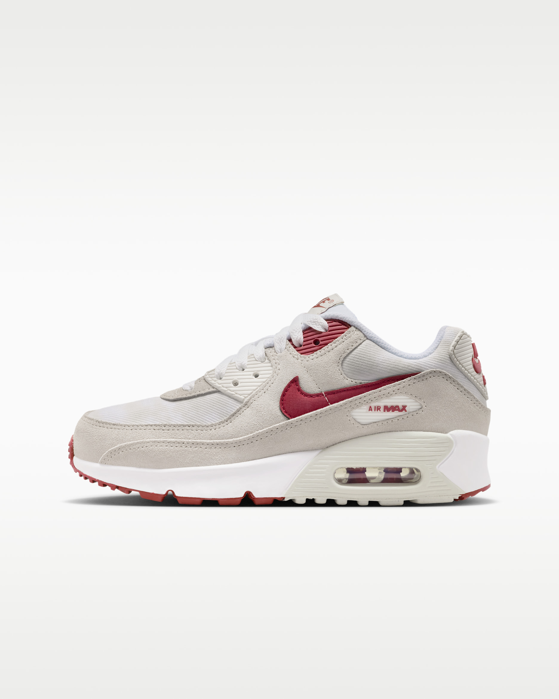 Nike Air Max 90 SE Older Kids' Shoes - White/Light Bone/Summit White/Team Crimson