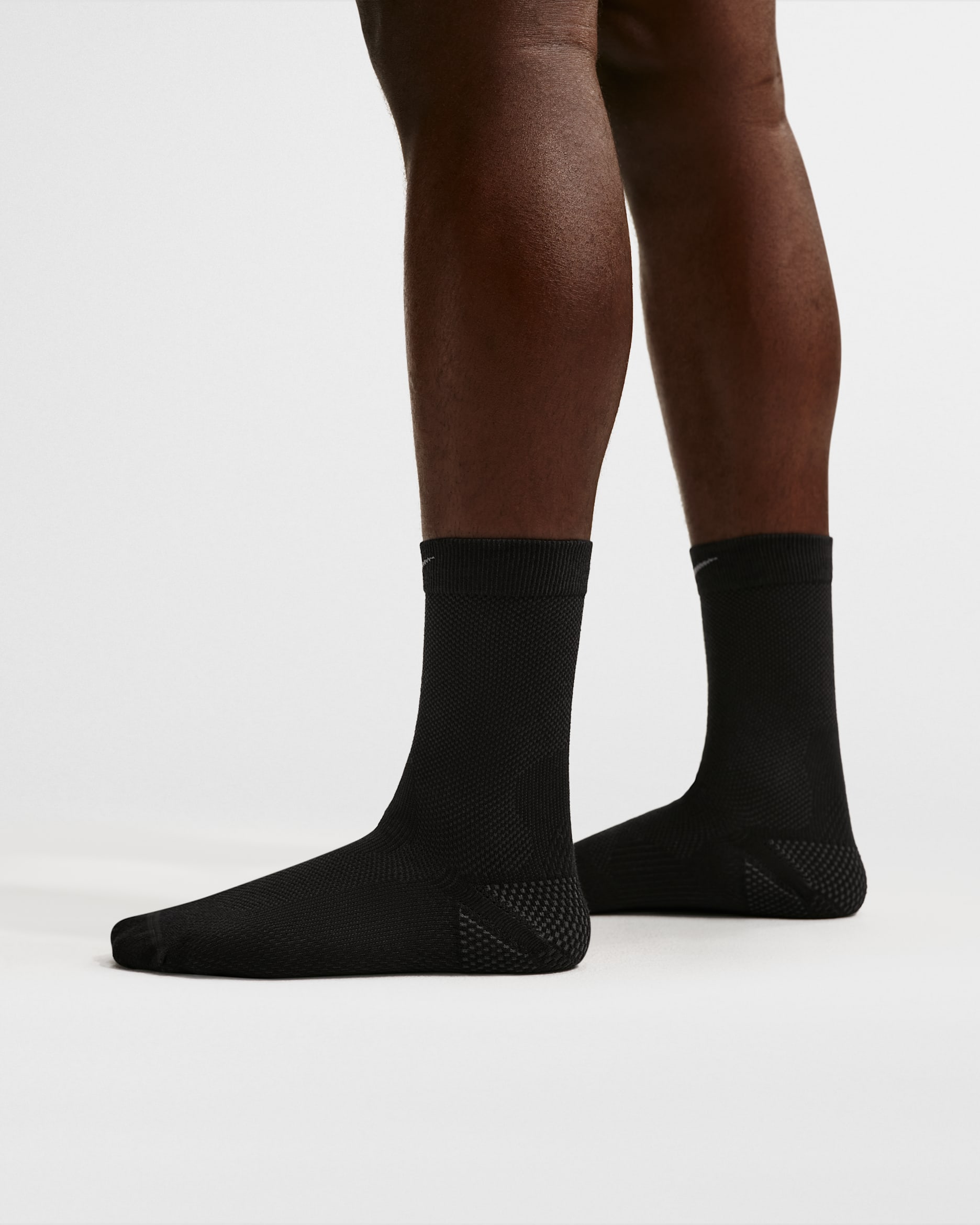 Nike Run Lightweight Running Crew Socks (1 Pair) - Black/Dark Smoke Grey/Pure Platinum/Smoke Grey