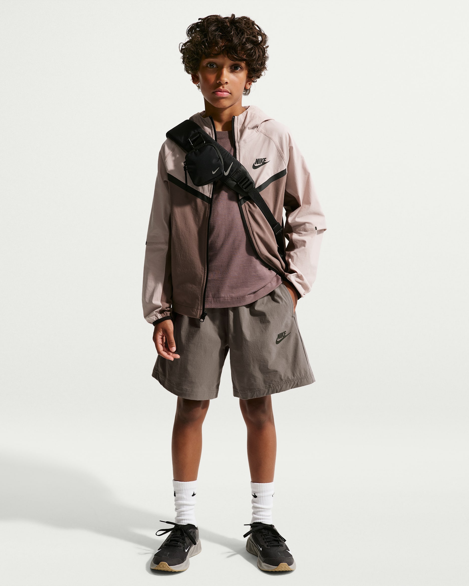 Nike Sportswear Tech Older Kids' (Boys') Woven Shorts - Cave Stone/Black