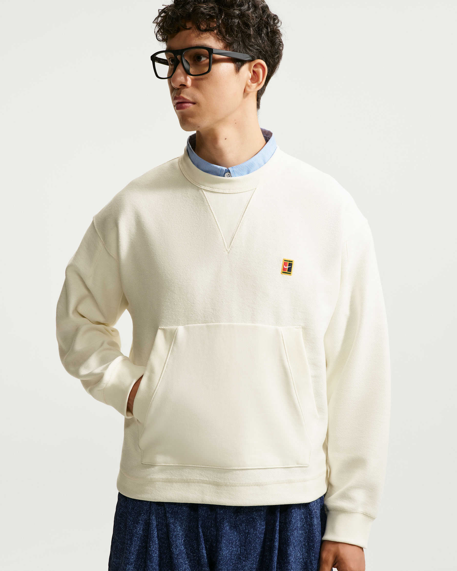 Nike Club Rules Men's French Terry Crew-Neck Sweatshirt - Sail/Black