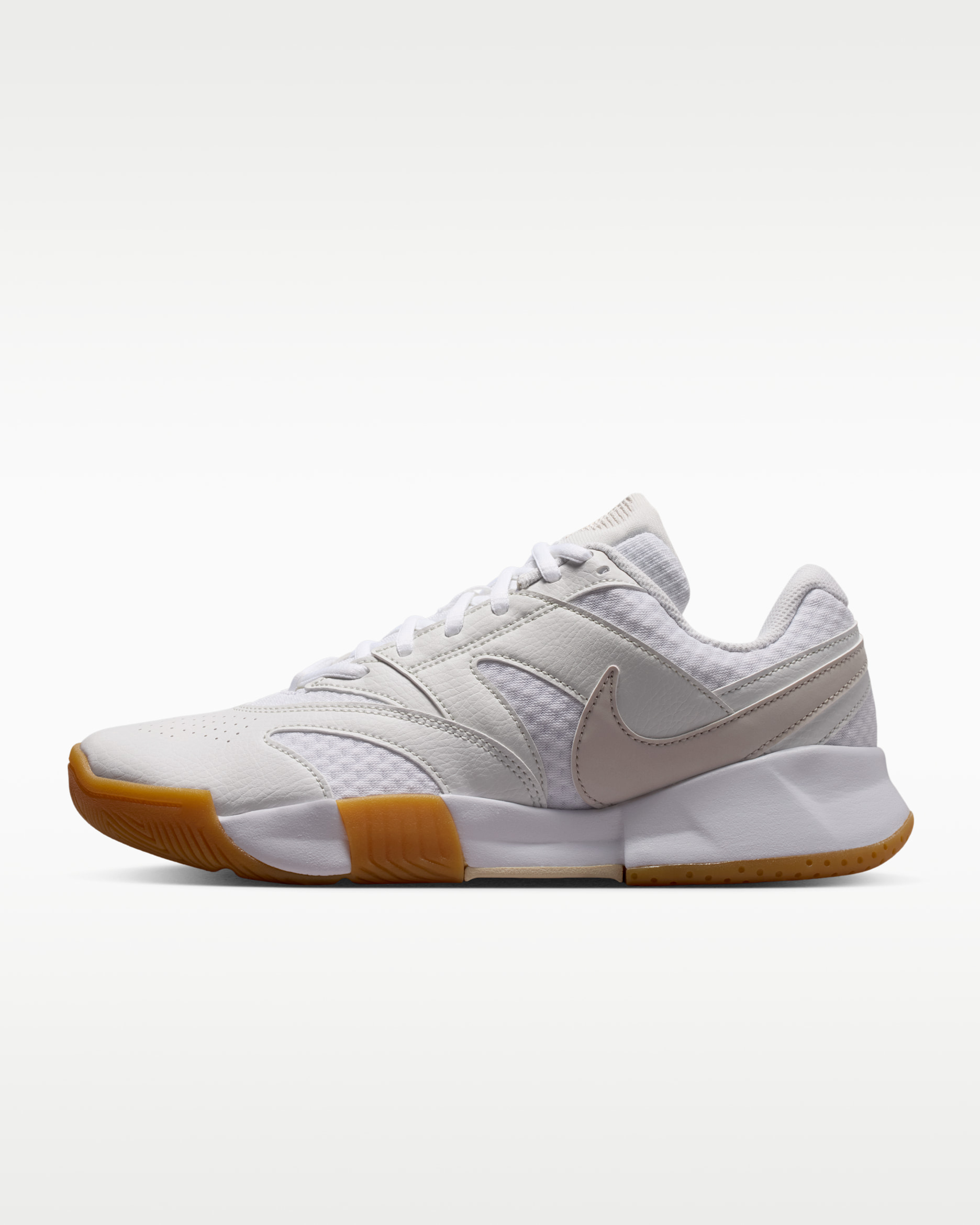 NikeCourt Lite 4 Women's Hard Court Tennis Shoes - White/Summit White/Linen/Light Orewood Brown