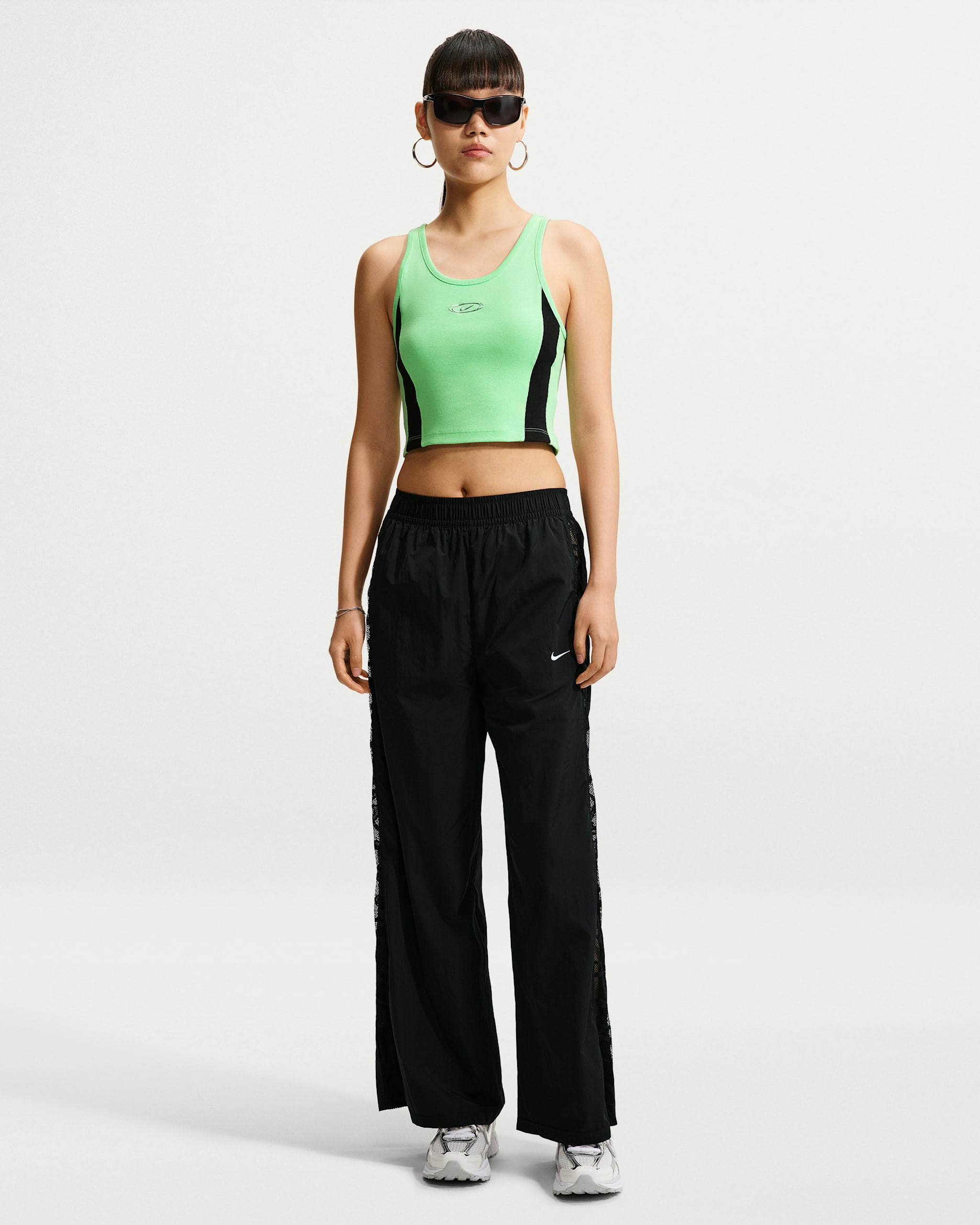 Nike Sportswear Women's Loose Mid-Rise Lace Tracksuit Bottoms - Black/Black/White