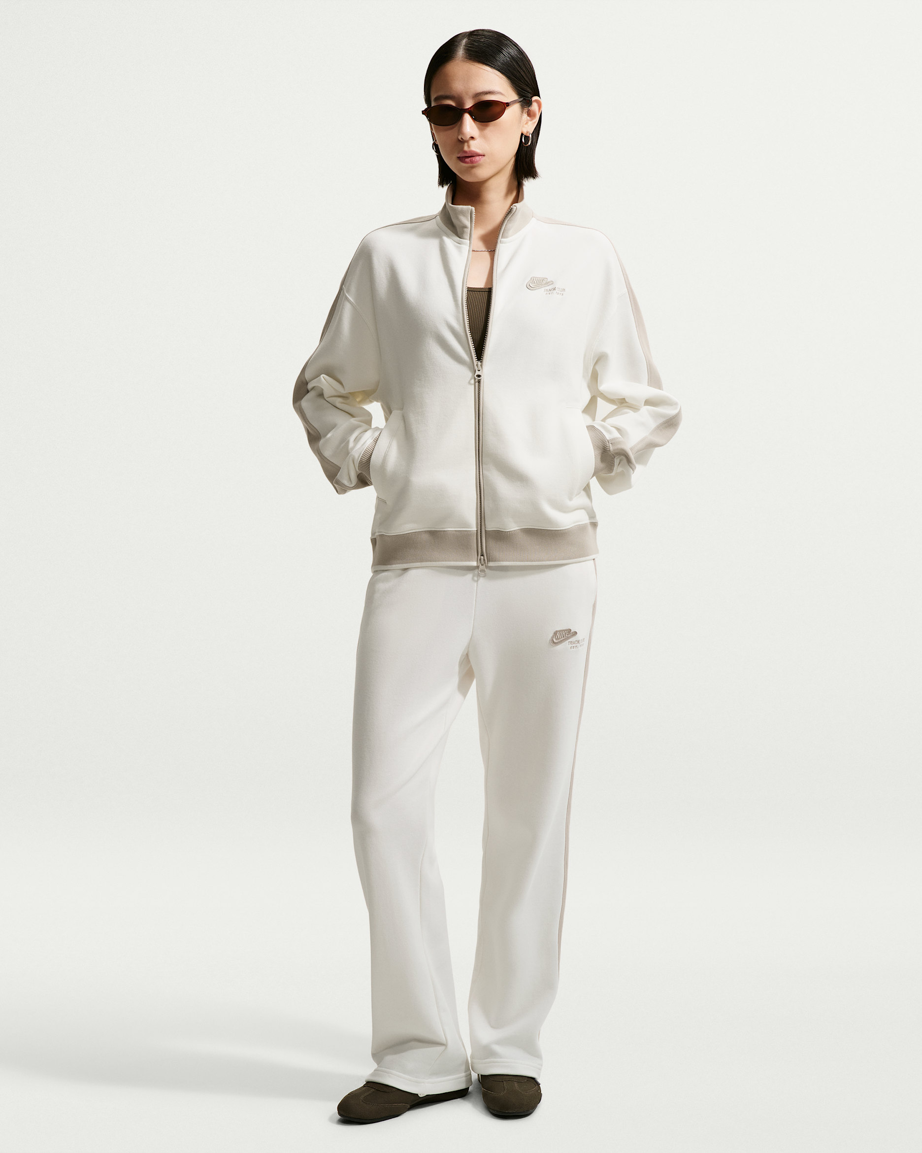 Nike Studio Fleece Lightweight 'French Terry' Women's Tracksuit Jacket - Sail/Cream II/Cream II
