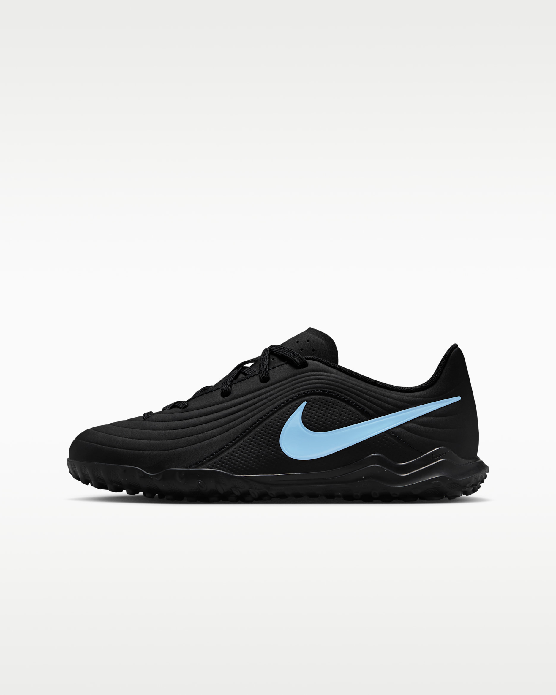 Nike Jr. Tiempo Maestro Club Older Kids Turf Low-Top Football Shoes - Black/Ice Blue