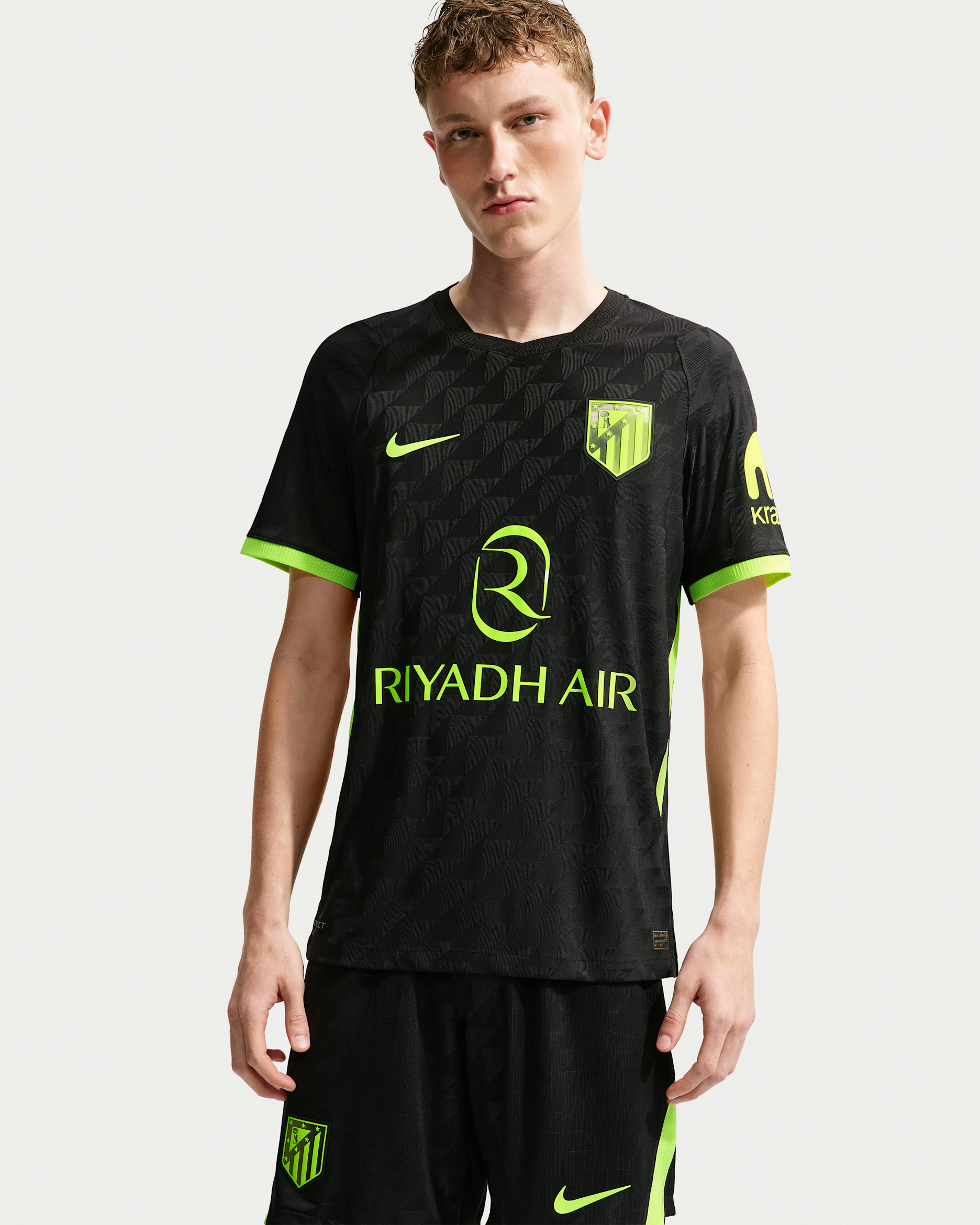 Atlético Madrid 2026/27 Match Away Men's Nike Aero-FIT Football Authentic Shirt - Black/Volt/Volt