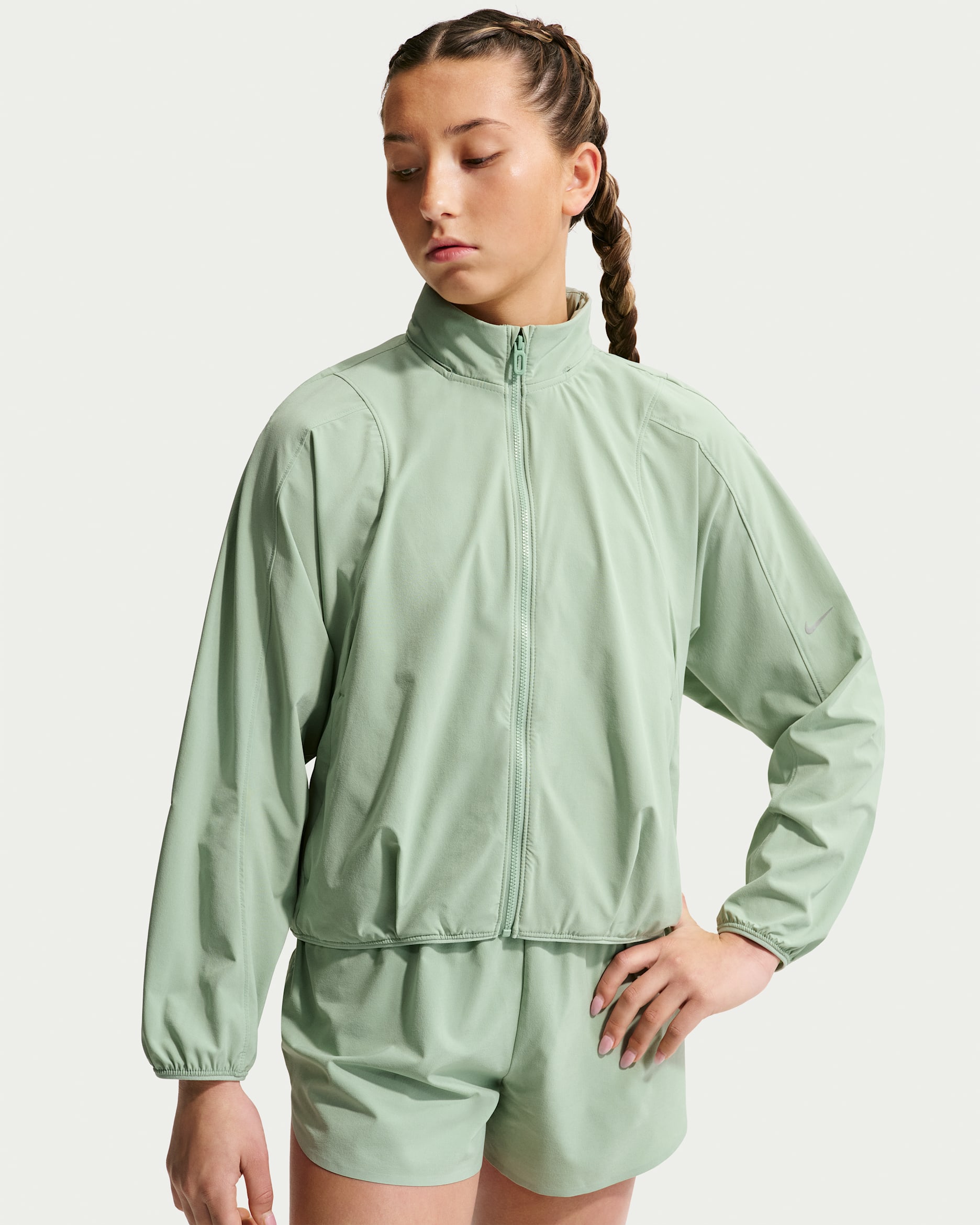 Nike MAVN Girls' Water-Repellent UV Woven Jacket - Steam/Black/Steam