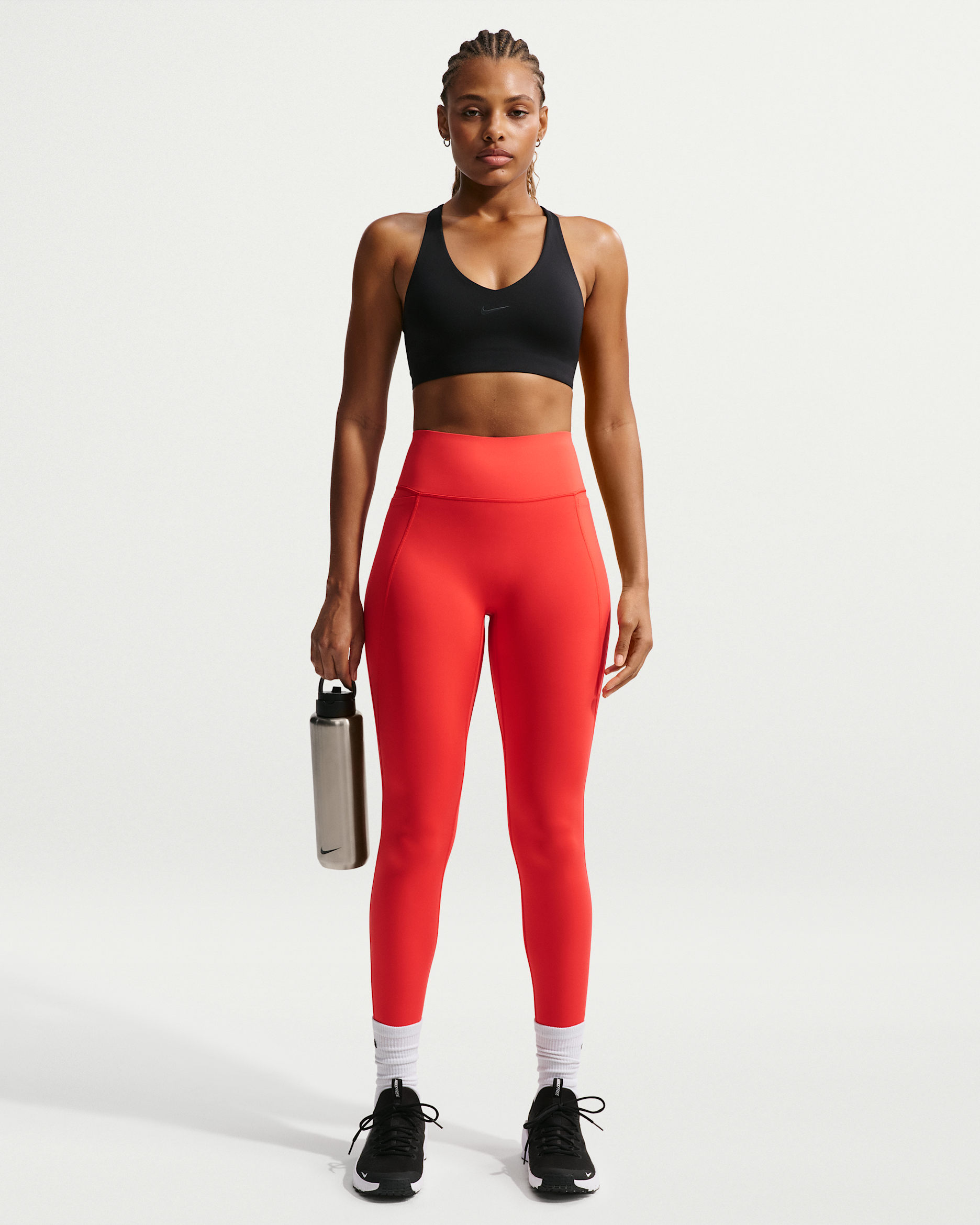 Nike Universa Women's High-Waisted 7/8 Leggings with No Front Seam - Light Crimson/University Red/University Red