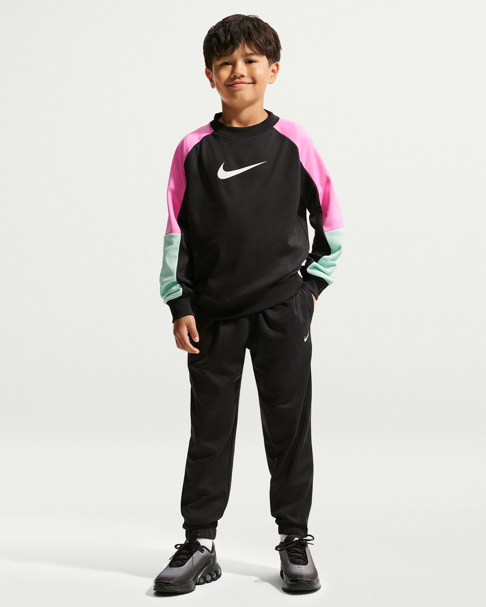 Nike Sportswear Older Kids' Dri-FIT Tracksuit - Black/Playful Pink/Arctic Green/White