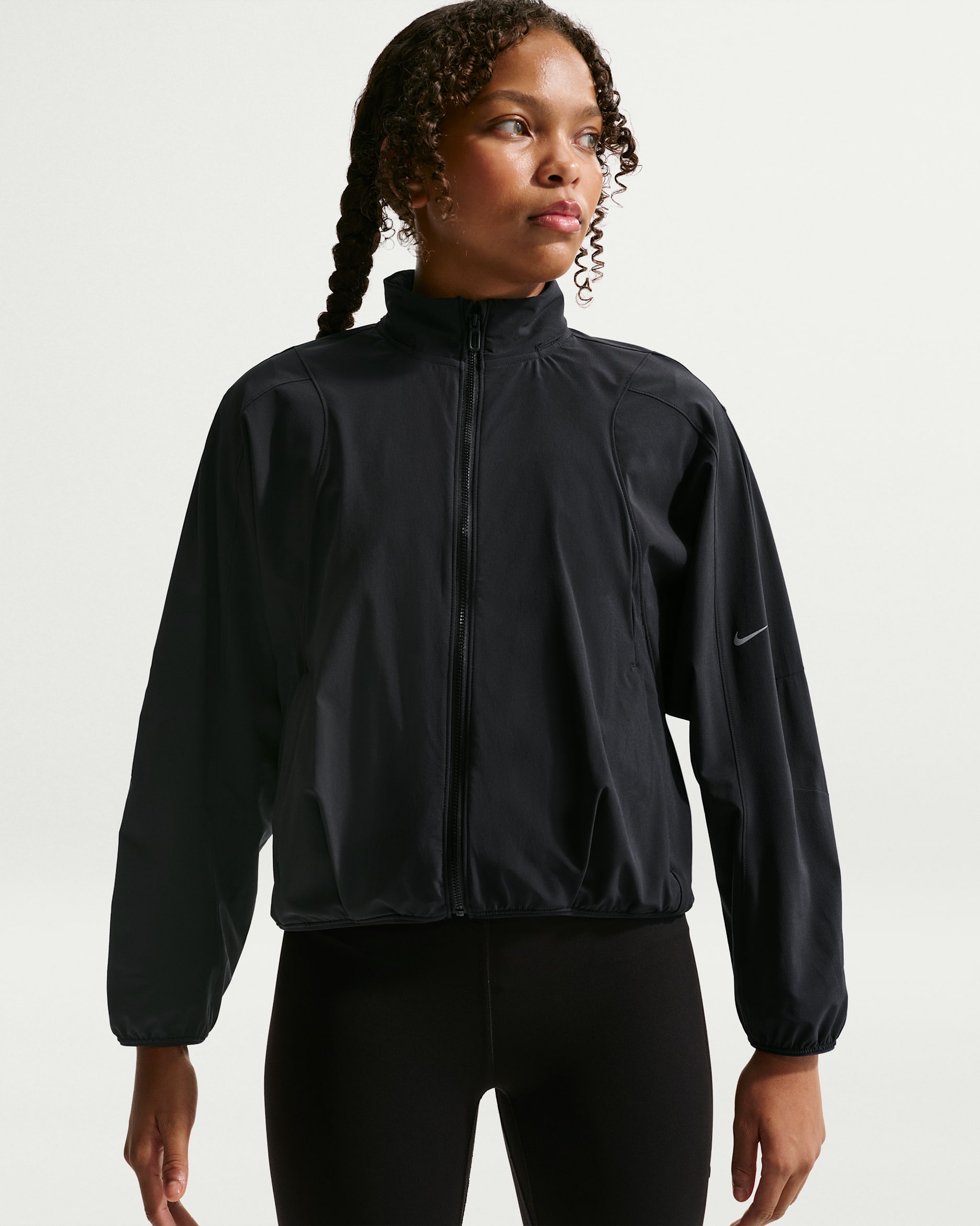Nike MAVN Girls' Water-Repellent UV Woven Jacket - Black/Black/Black