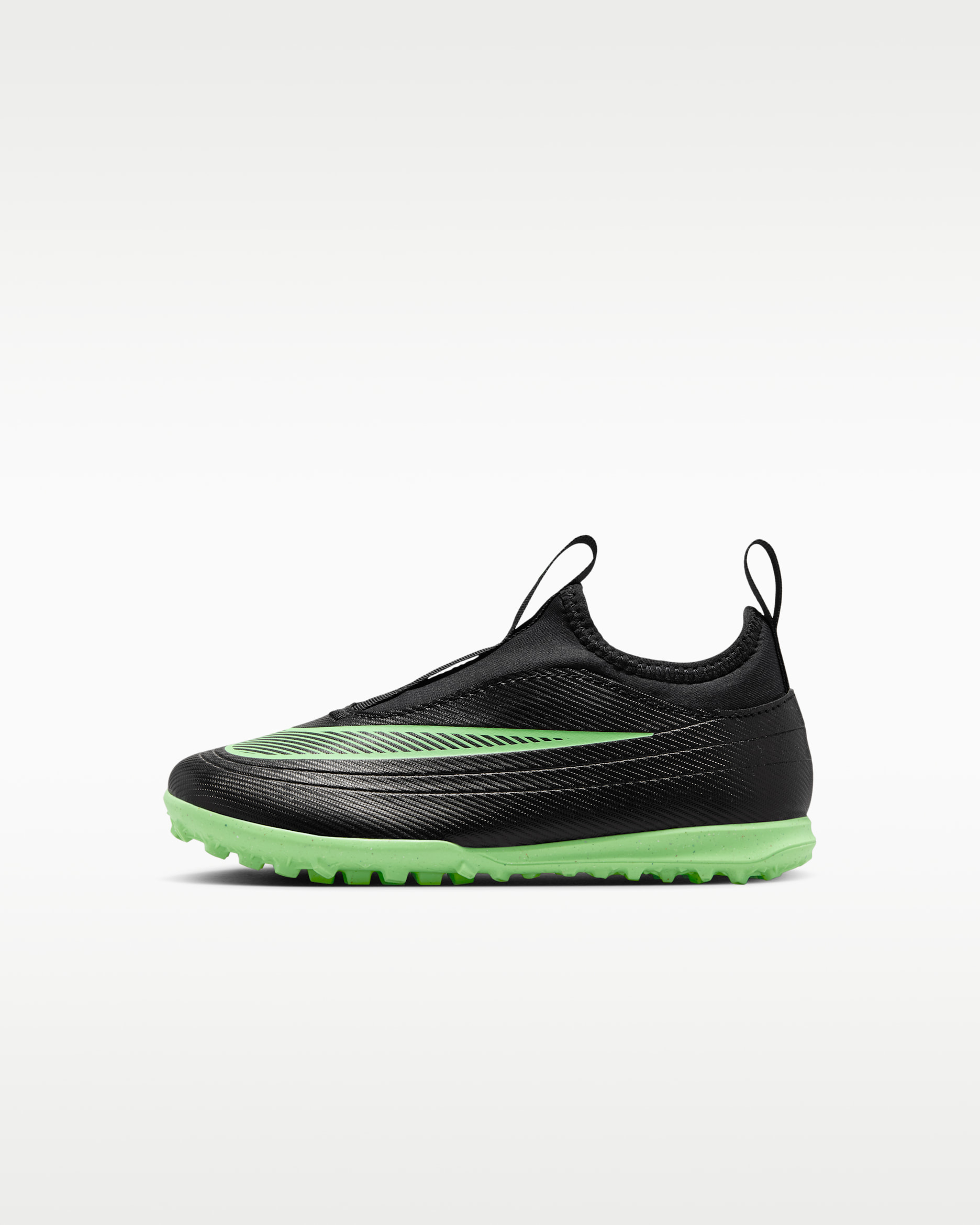 Nike Jr Mercurial Vapor 17 Club Younger Kids' Turf Low-Top Football Shoes - Black/Black/Illusion Green