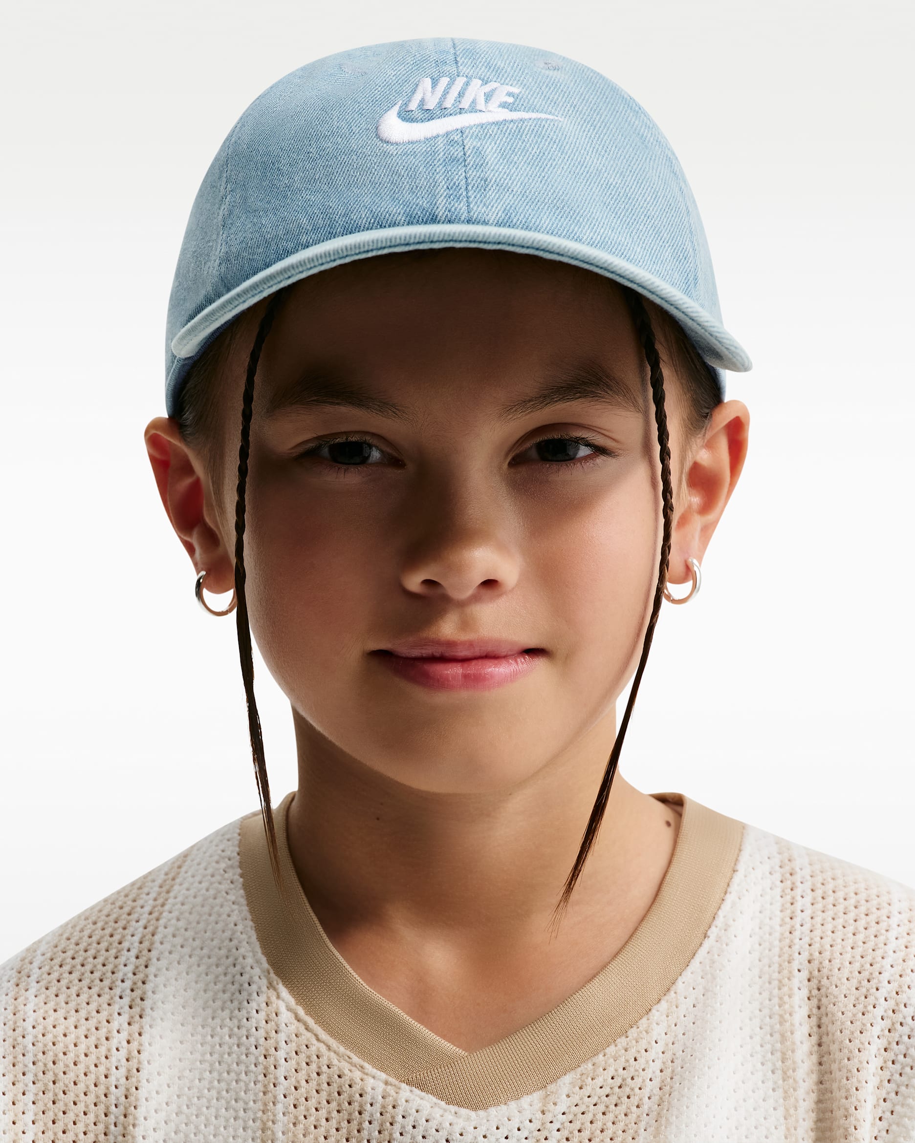 Nike Club Kids' Unstructured Denim Cap - Aegean Storm/White