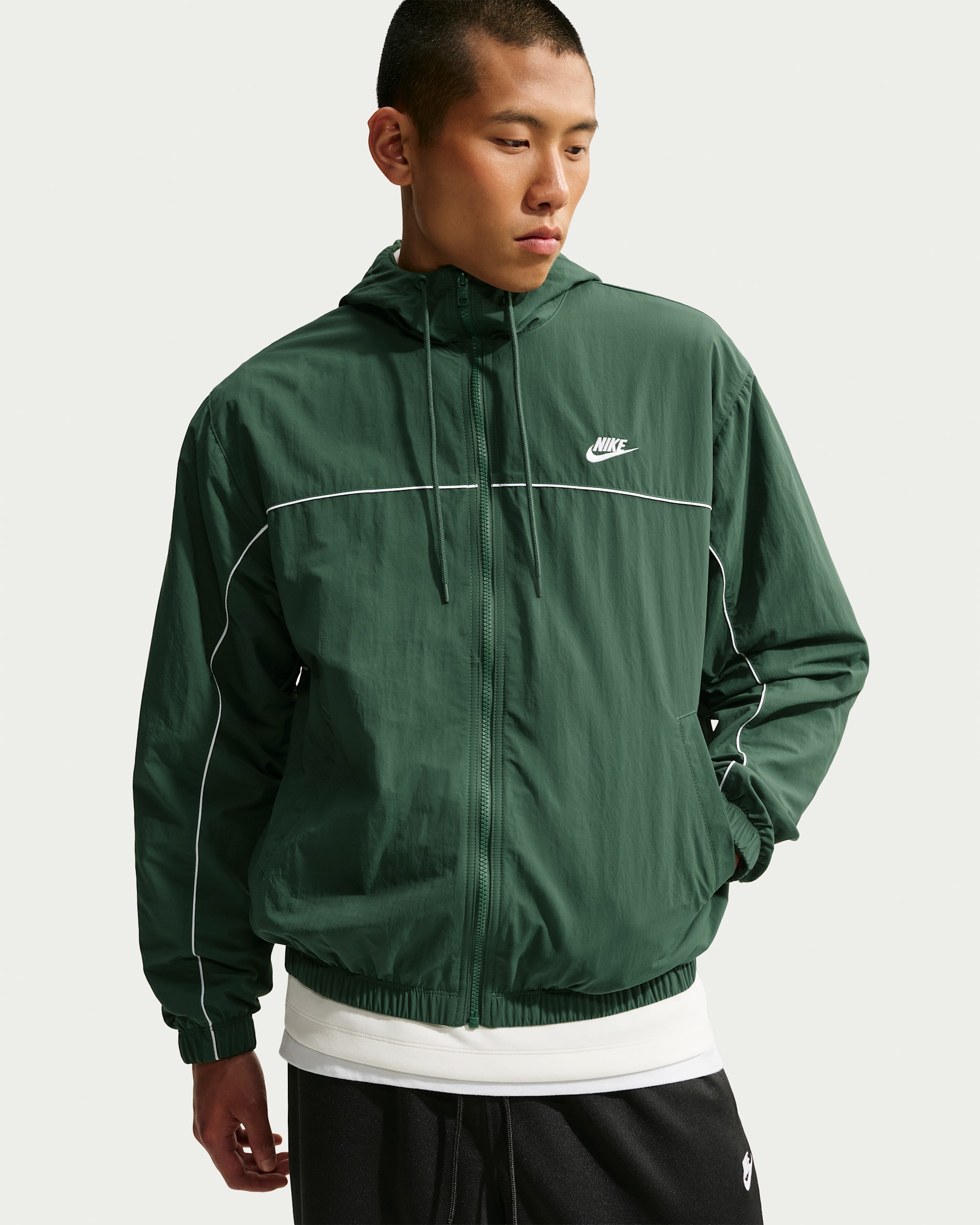 Nike Club Men's Hooded Jacket - Fir/Fir/White/White
