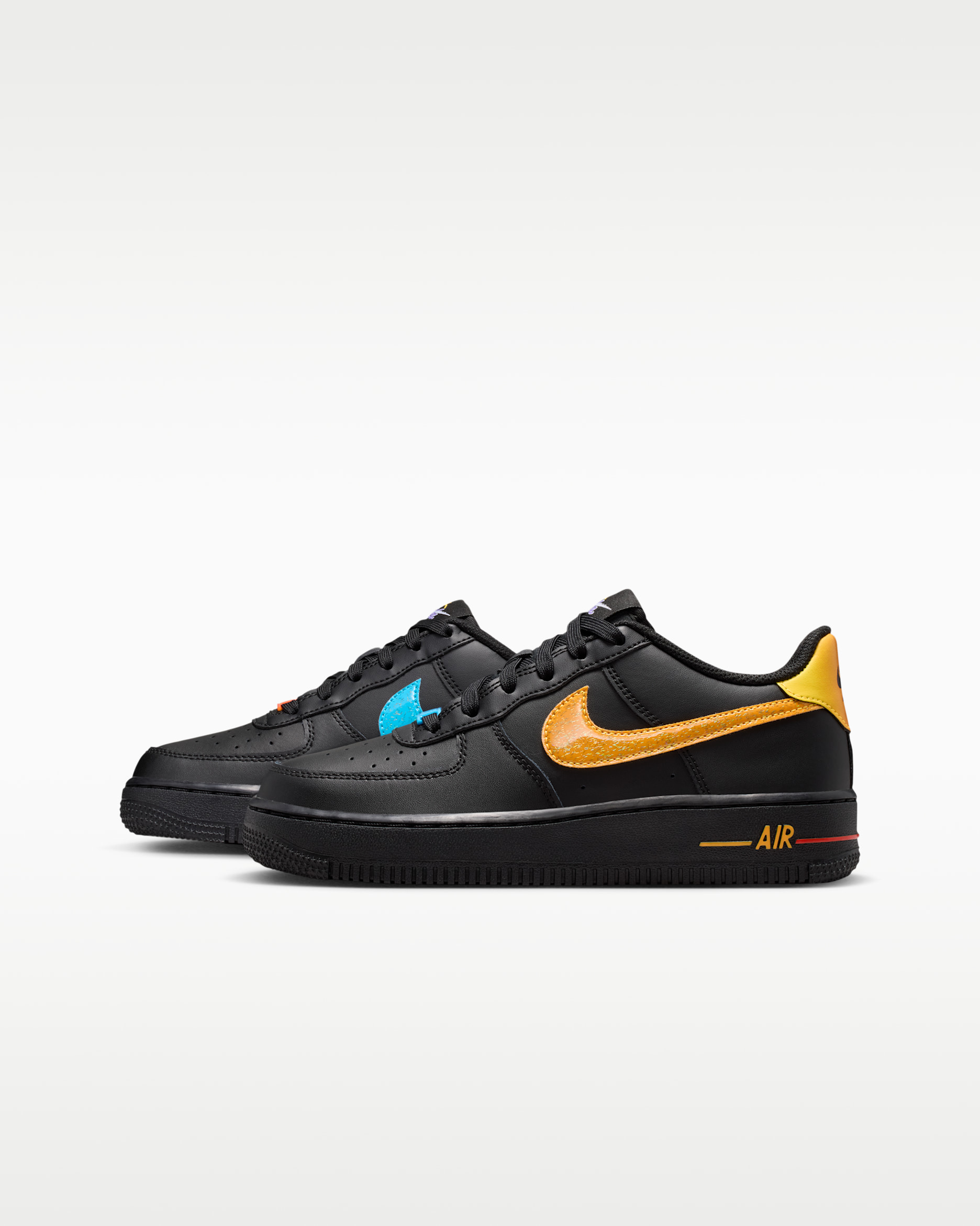 Nike Air Force 1 Older Kids' Shoes - Black/Laser Orange/Picante Red/Action Grape
