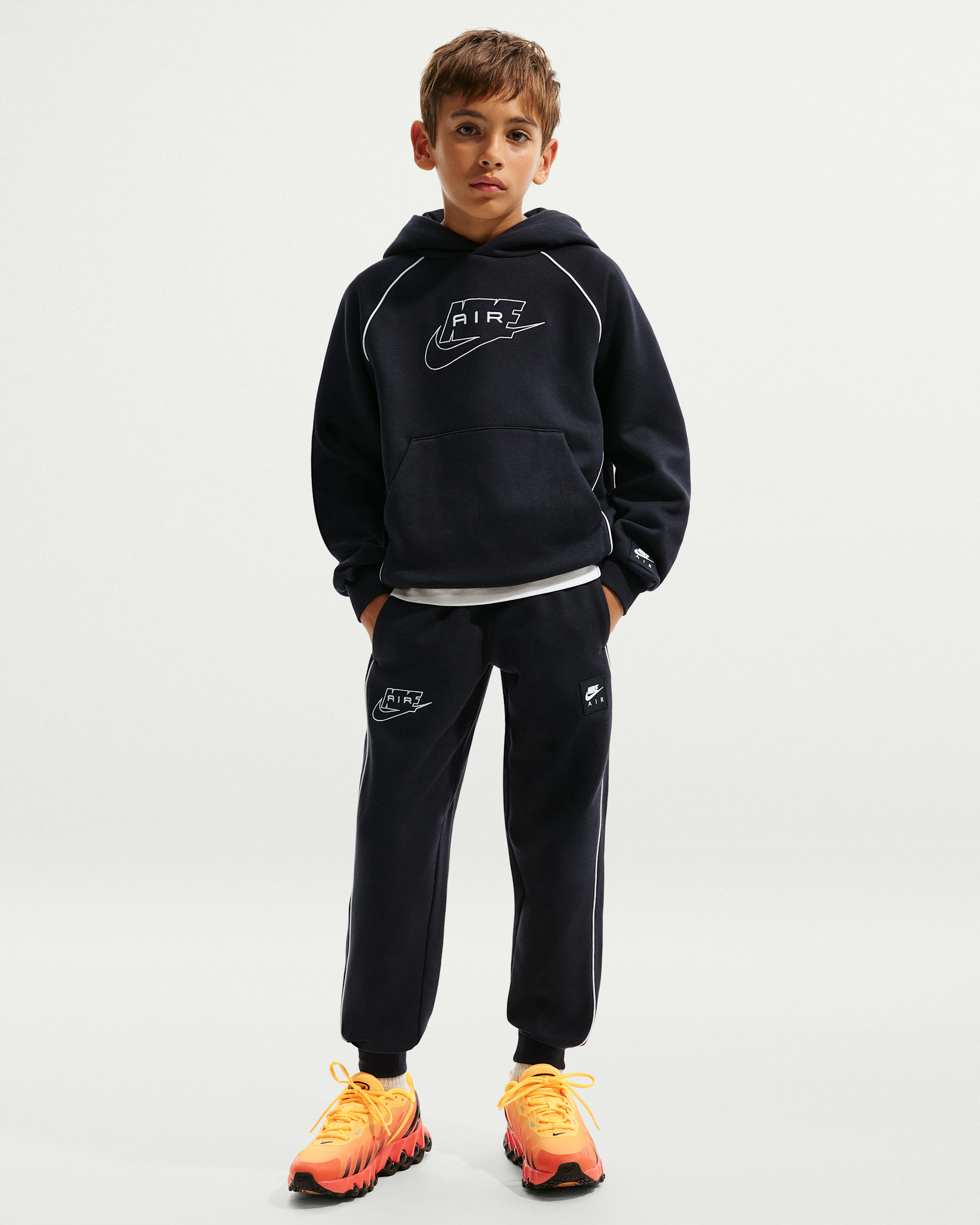 Nike Air Older Kids' Fleece Joggers - Black/White/White