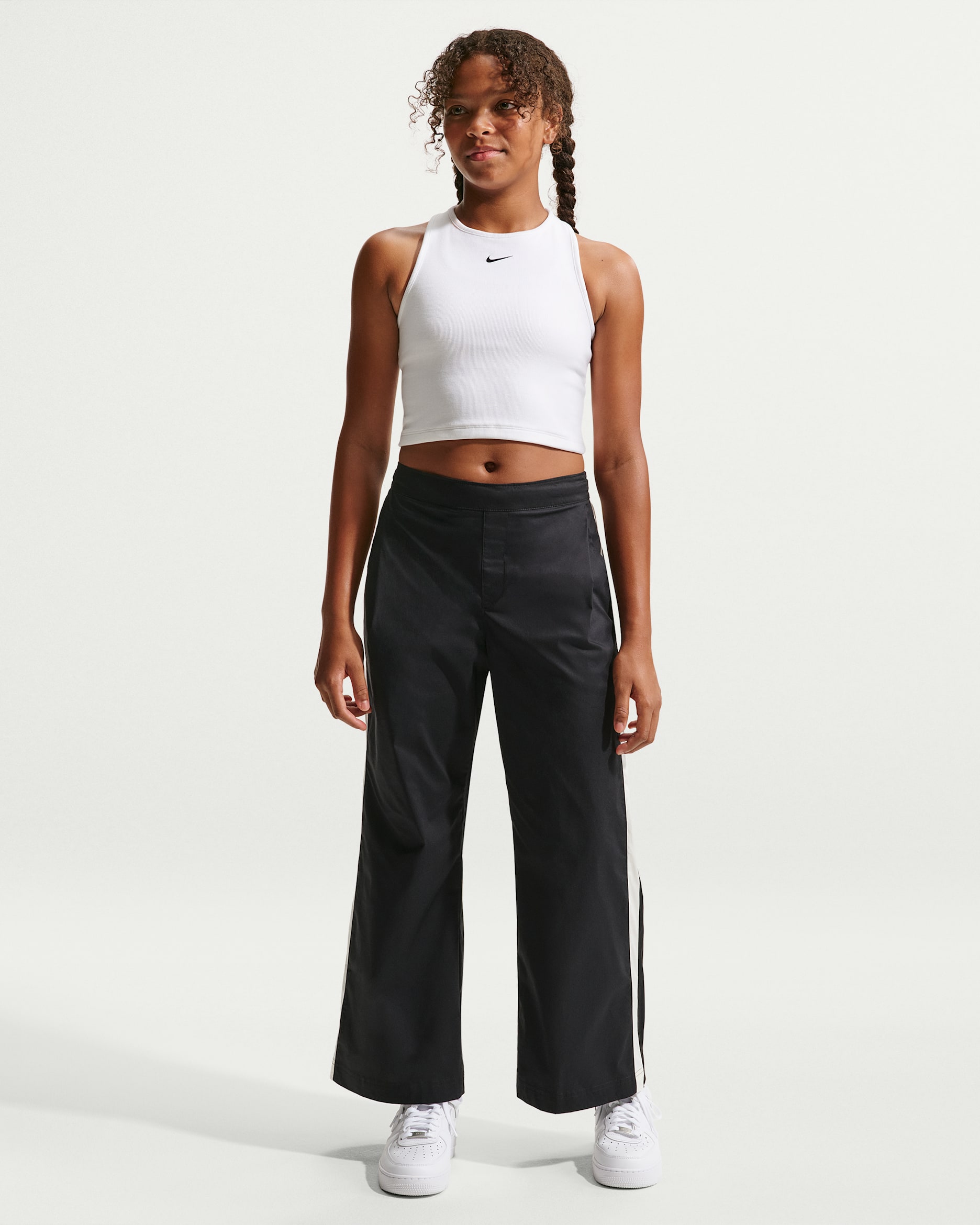 Nike Sportswear Collection Older Kids' (Girls') Woven Trousers - Black/Soft Pearl/Black