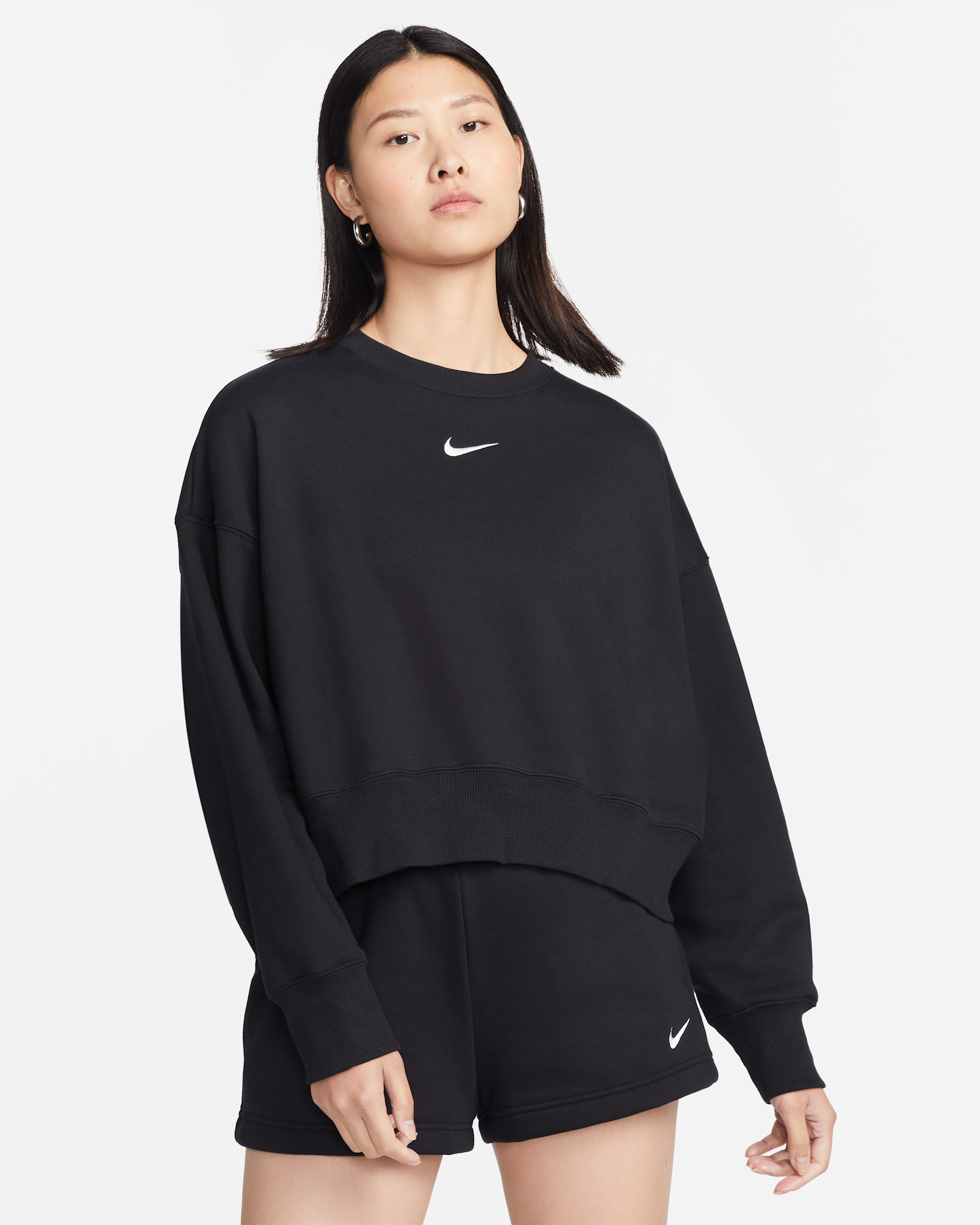 Nike Sportswear Phoenix Fleece Women's Over-Oversized Crew-Neck Sweatshirt - Black/Sail