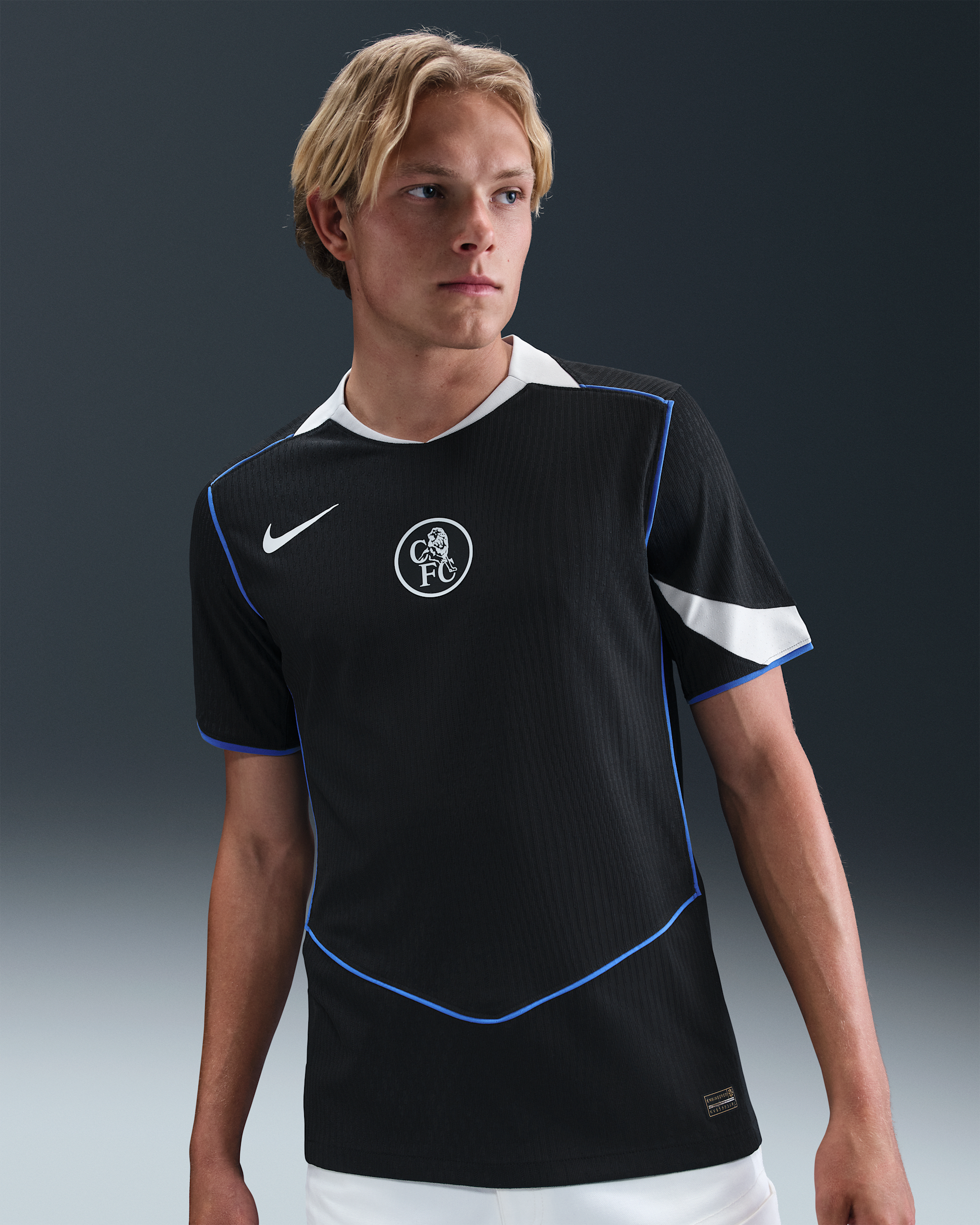 Chelsea F.C. 2025/26 Match Third Men's Nike Dri-FIT ADV Total 90 Football Authentic Shirt - Black/Field Silver/Game Royal/Field Silver
