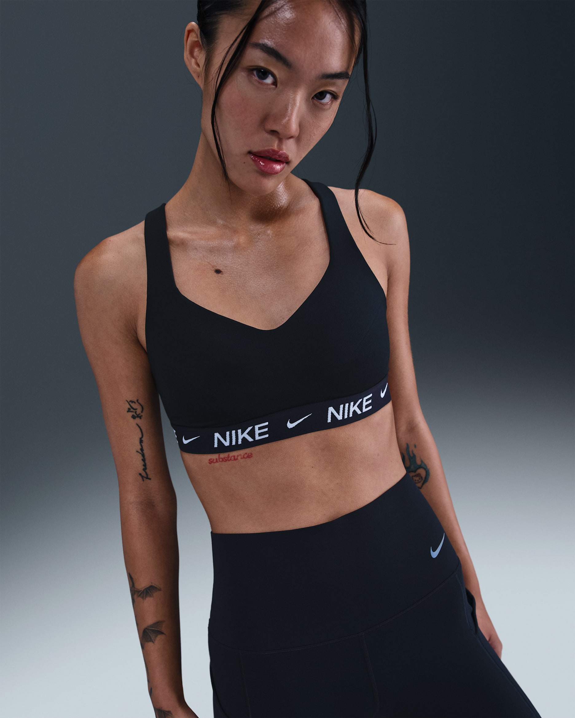 Nike Indy High-Support Women's Padded Adjustable Sports Bra - Black/Black/White