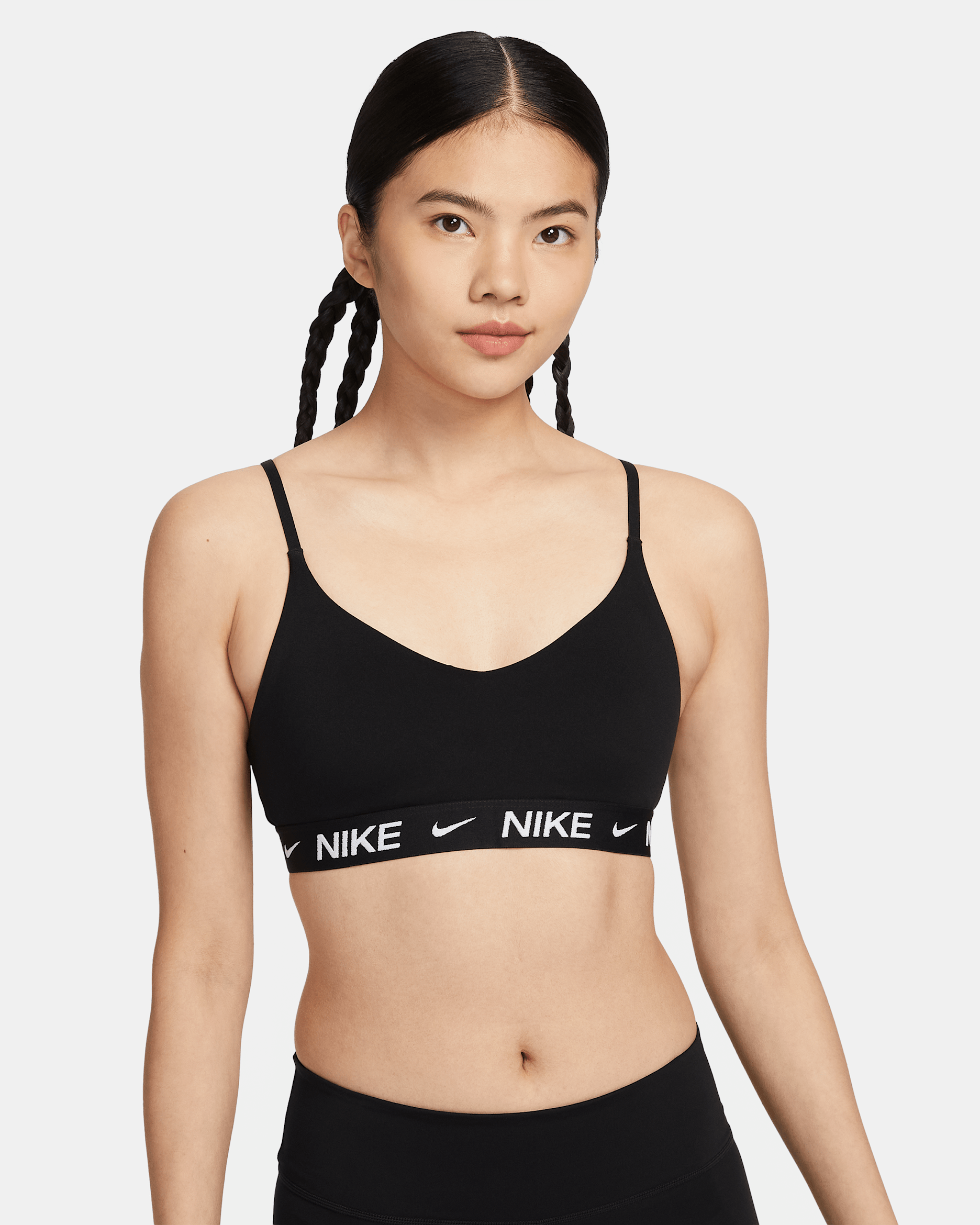 Nike Indy Light-Support Women's Padded Adjustable Sports Bra - Black/Black/White