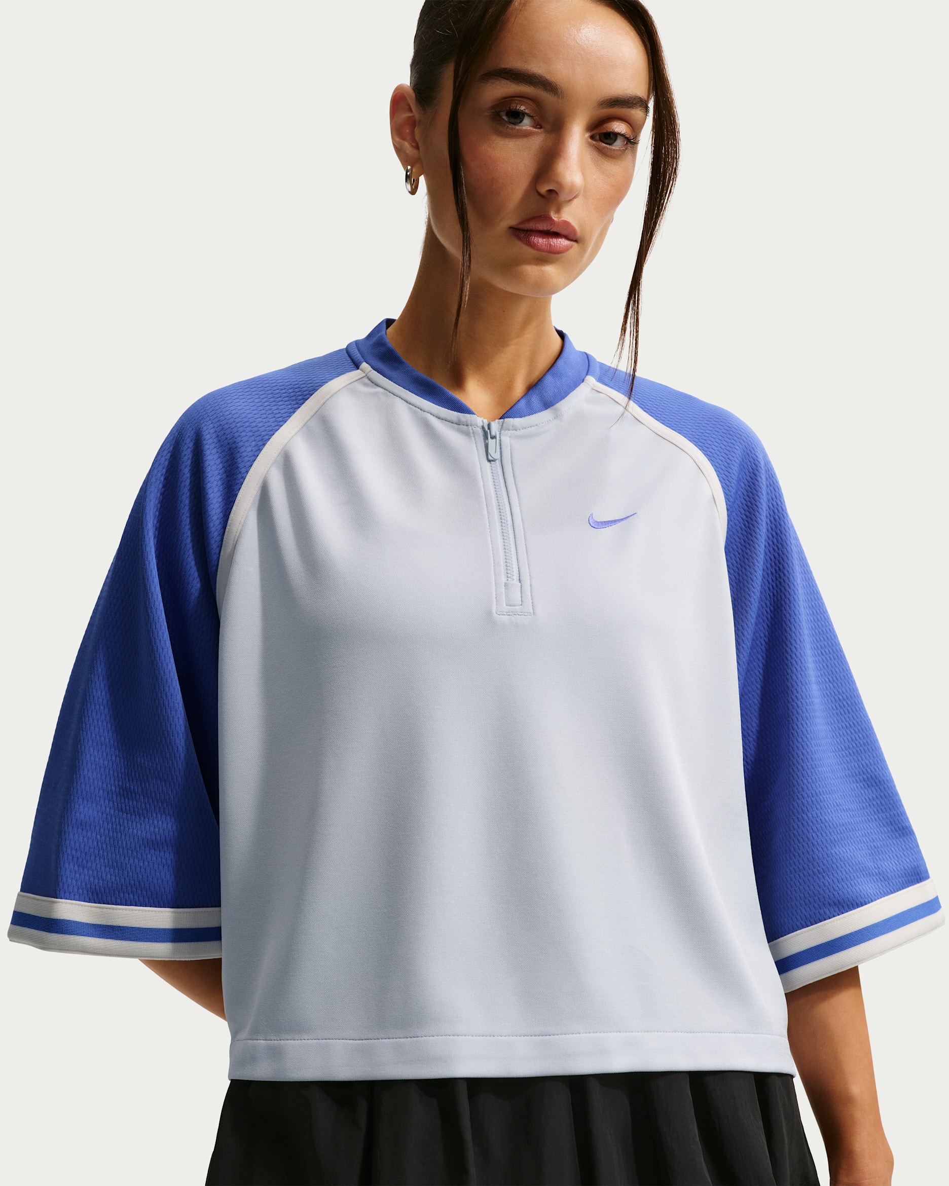 Nike Sportswear Women's Oversized Top - Pure Platinum/Light Medium Blue/Chalk/Light Medium Blue