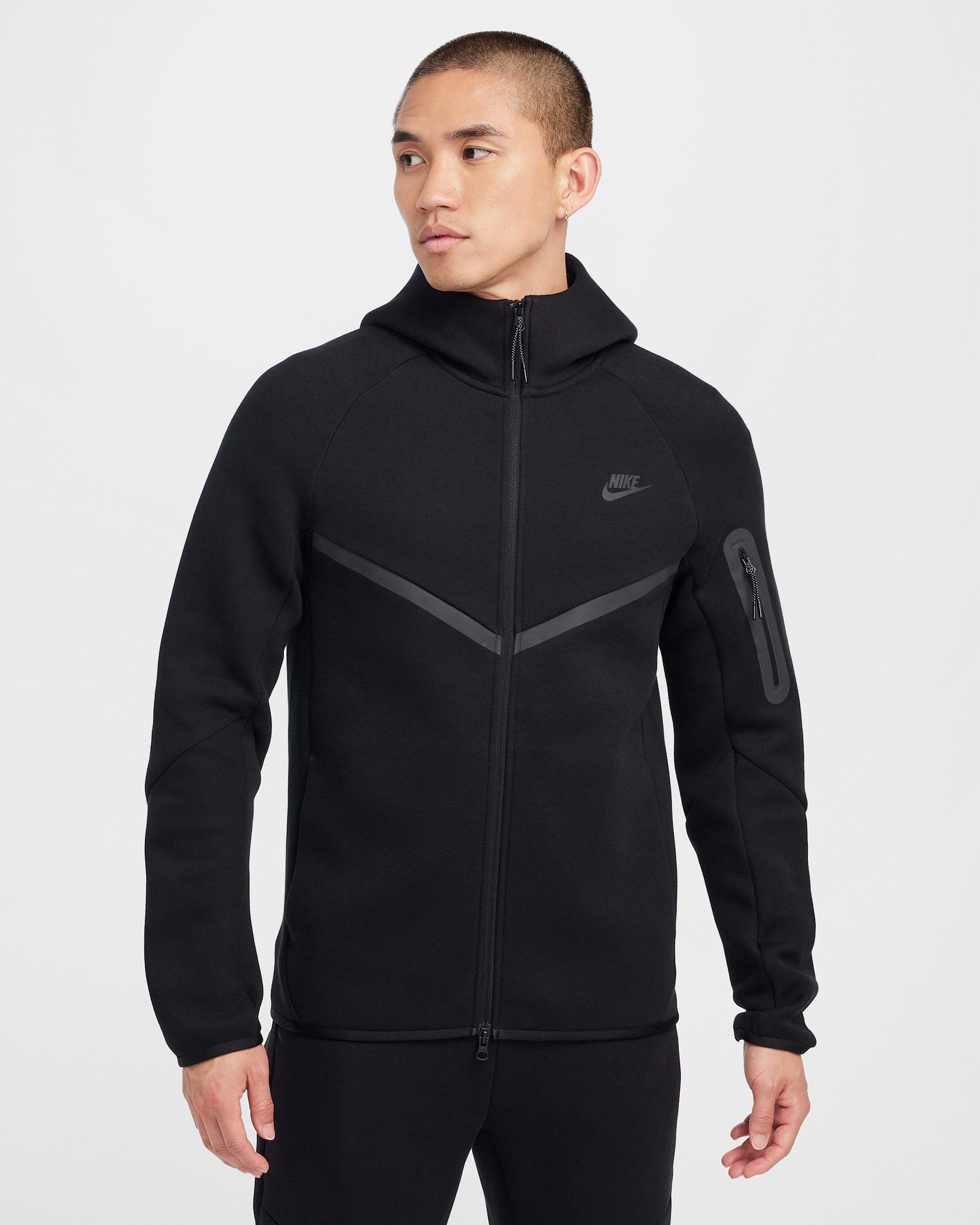 Nike Tech Men's Full-Zip Windrunner Hoodie - Black/Black