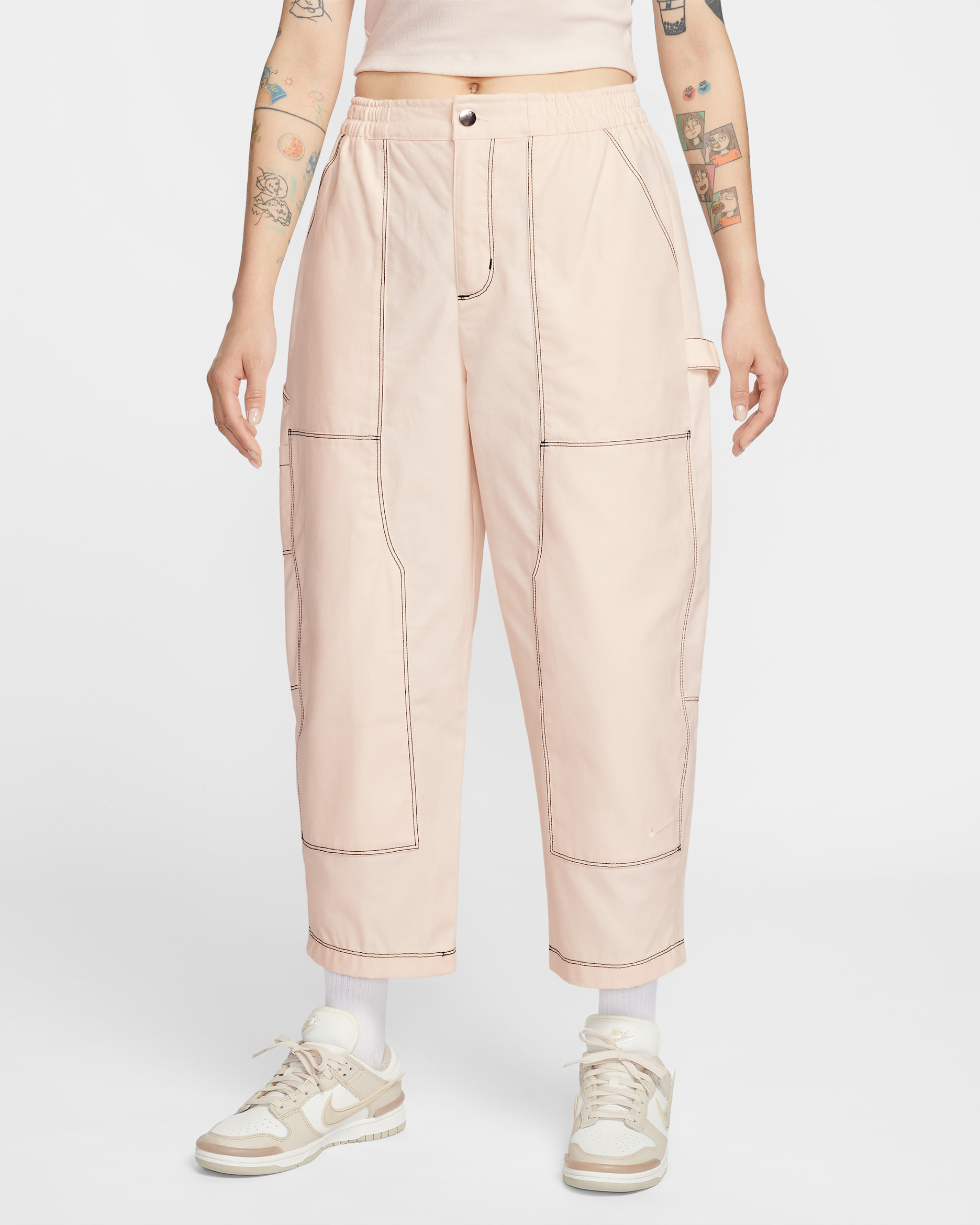 Nike Sportswear Women's Loose Low-Rise Carpenter Trousers - Chalk/Ice Silver/Chalk