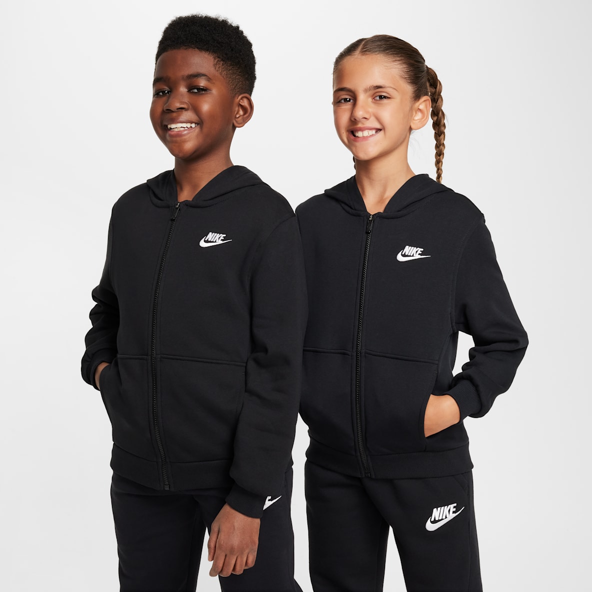 Nike Club Fleece Sudadera con gorro de cierre completo de French Terry para niños talla grande