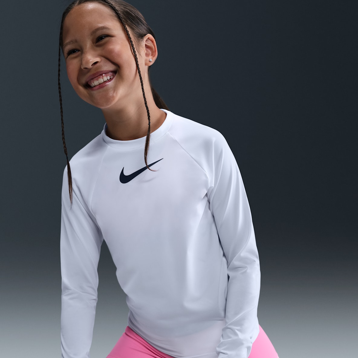 Nike Swim Hydroguard Playera de manga larga Dri-FIT UV para niña talla grande