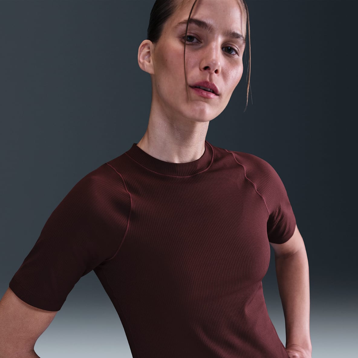 Nike Zenvy Rib Women's Dri-FIT Short-Sleeve Top