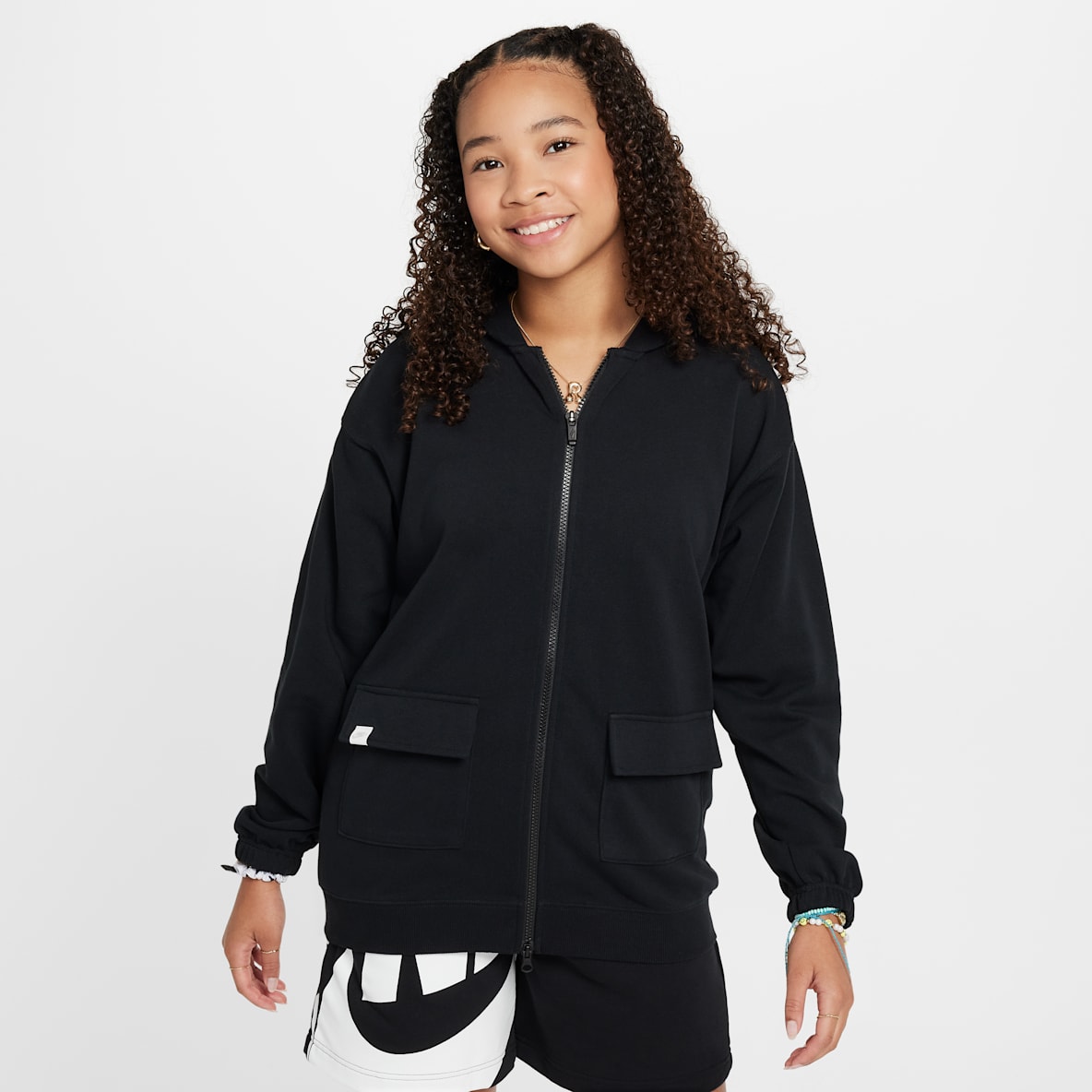 Nike Sportswear Sudadera con gorro de tejido Fleece Dri-FIT oversized para niña