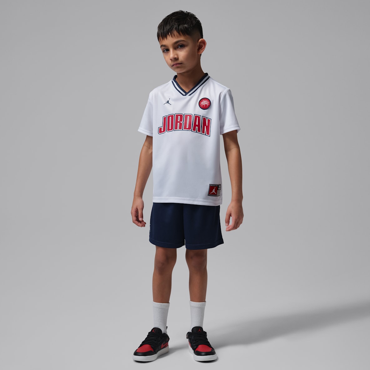 Jordan Conjunto de jersey y shorts de malla deportivos para niños talla pequeña