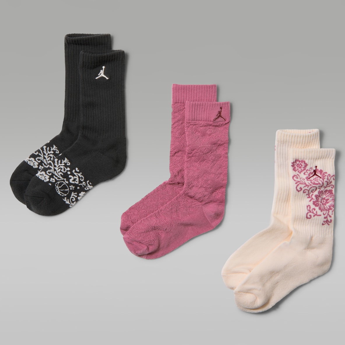 Jordan Calcetas de encaje floral para niños (3 pares)
