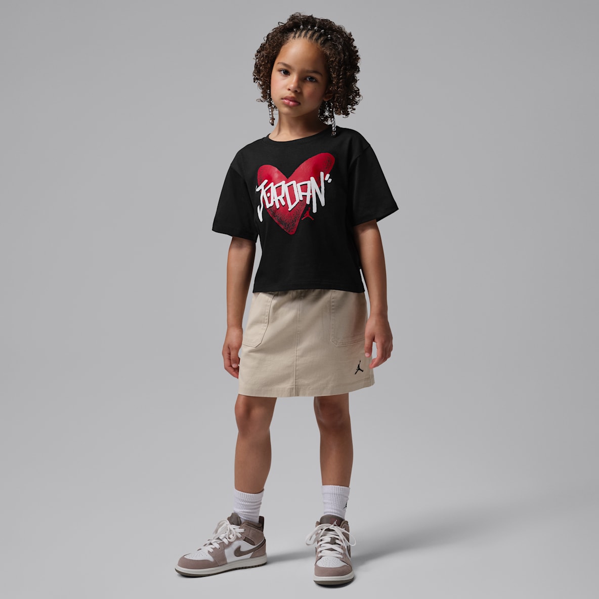 Jordan Conjunto de dos piezas con falda I Heart Jordan para niños talla pequeña