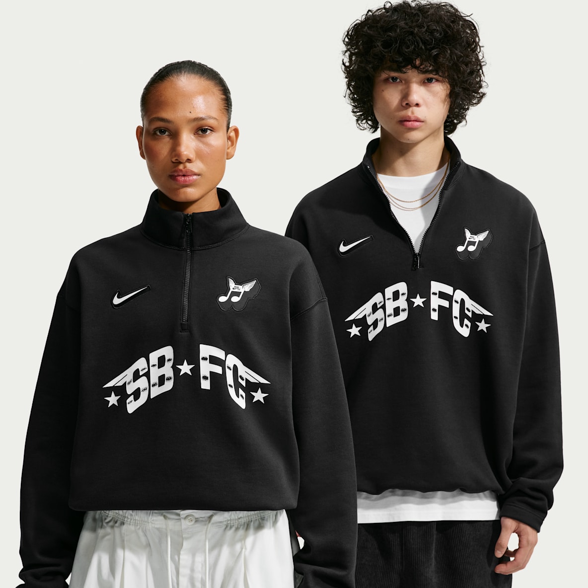 Nike SB Sudadera de cuello redondo de skateboarding de tejido Fleece de medio cierre