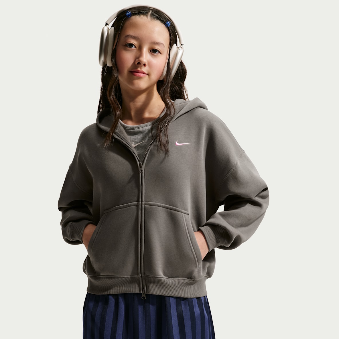 Nike Sportswear Studio Fleece Older Kids' (Girls') Oversized Full-Zip Hoodie