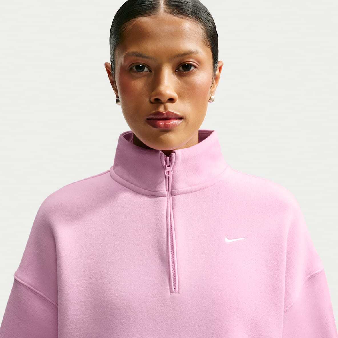 Nike Studio Fleece Medium Weight Women's Oversized 1/4-Zip Cropped Top