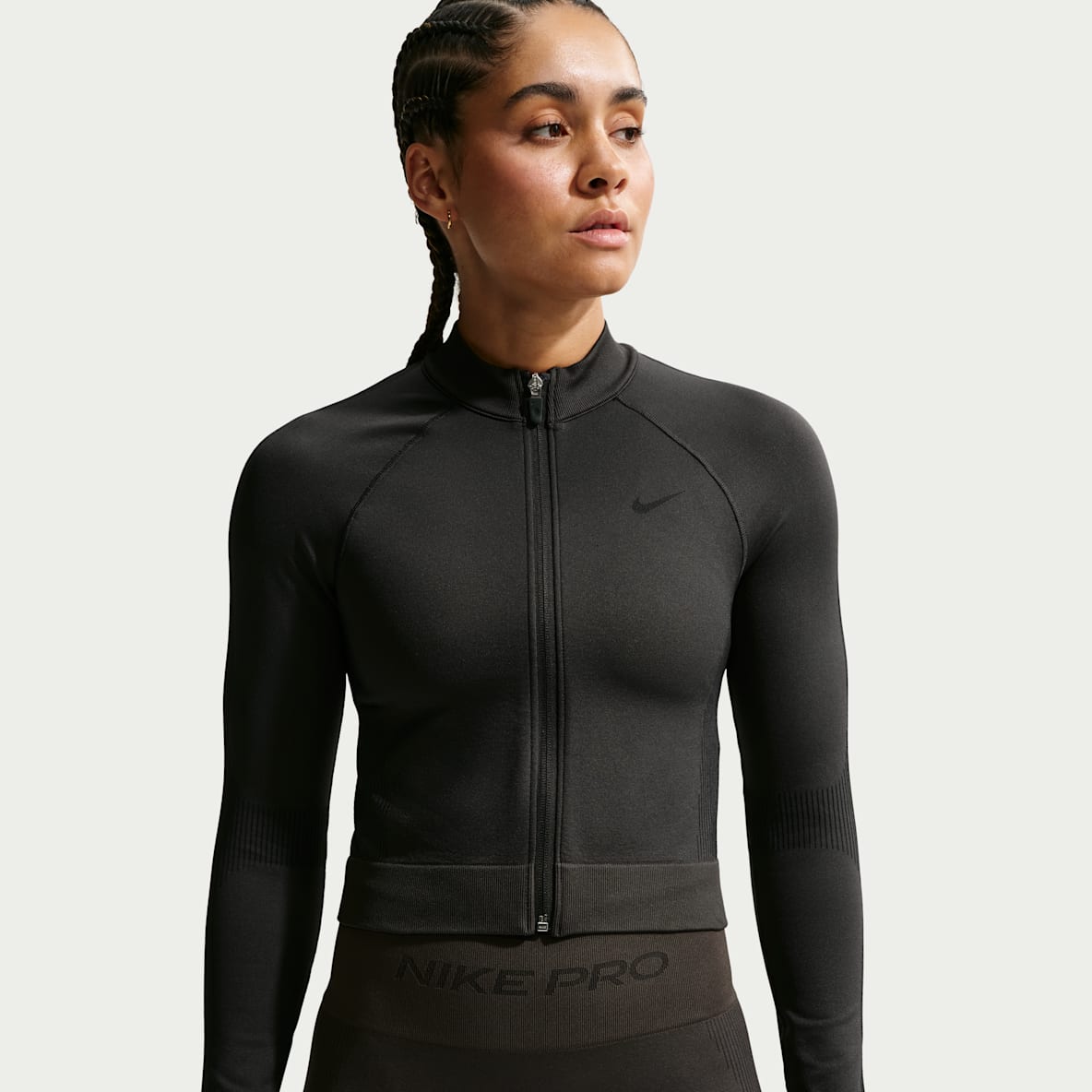 Nike Pro Seamless Playera de entrenamiento con cierre completo para mujer