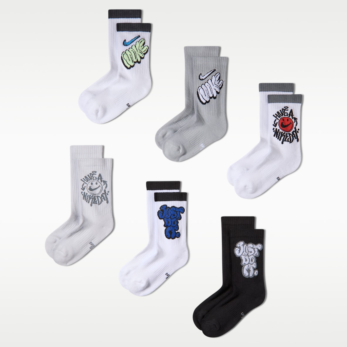 Nike Everyday Cushioned Older Kids' Crew Socks (6 Pairs)