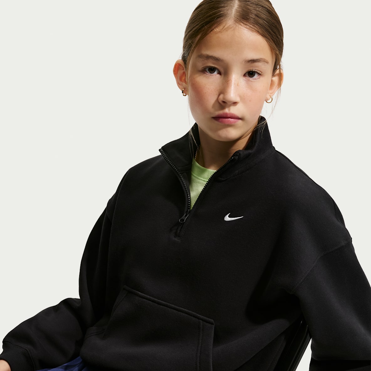 Nike Sportswear Studio Fleece Older Kids' (Girls') Oversized 1/4-Zip Top
