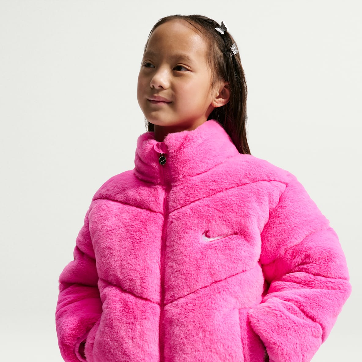Nike Chamarra acolchada de piel sintética para niños talla pequeña