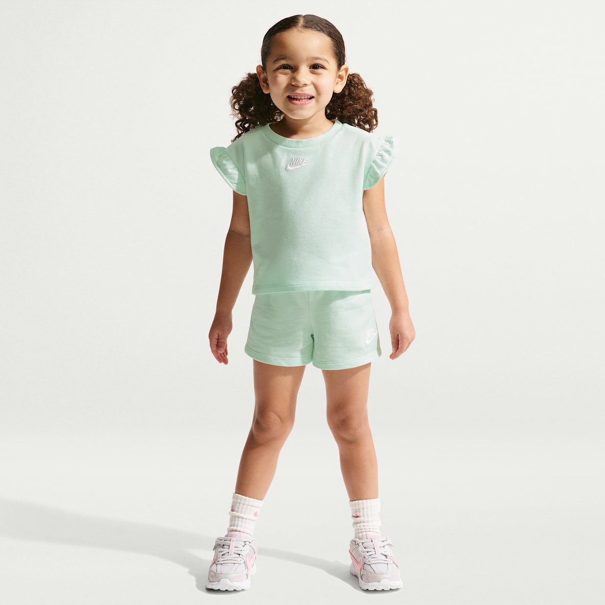 Nike Conjunto de sudadera de cuello redondo de French Terry ligero de 2 piezas infantil